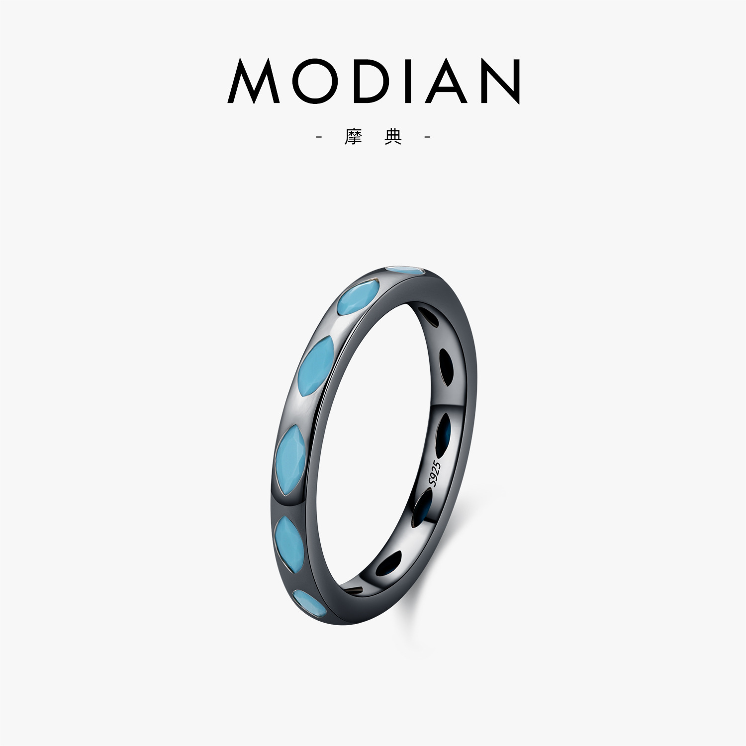 The S925 Sterling Silver Dark Turquoise Ring