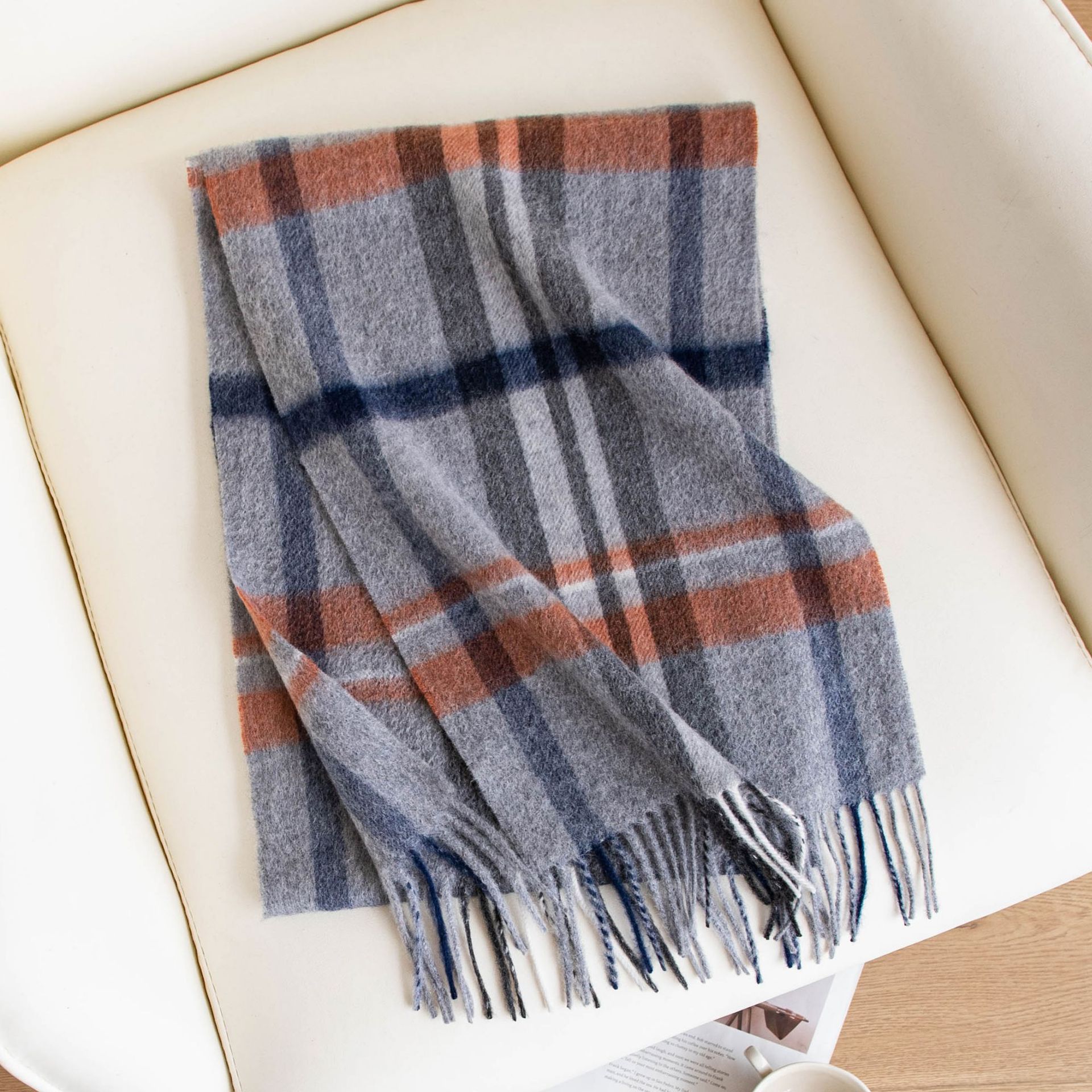 The Pure Cashmere Plaid Shawl Wrap - Image 3