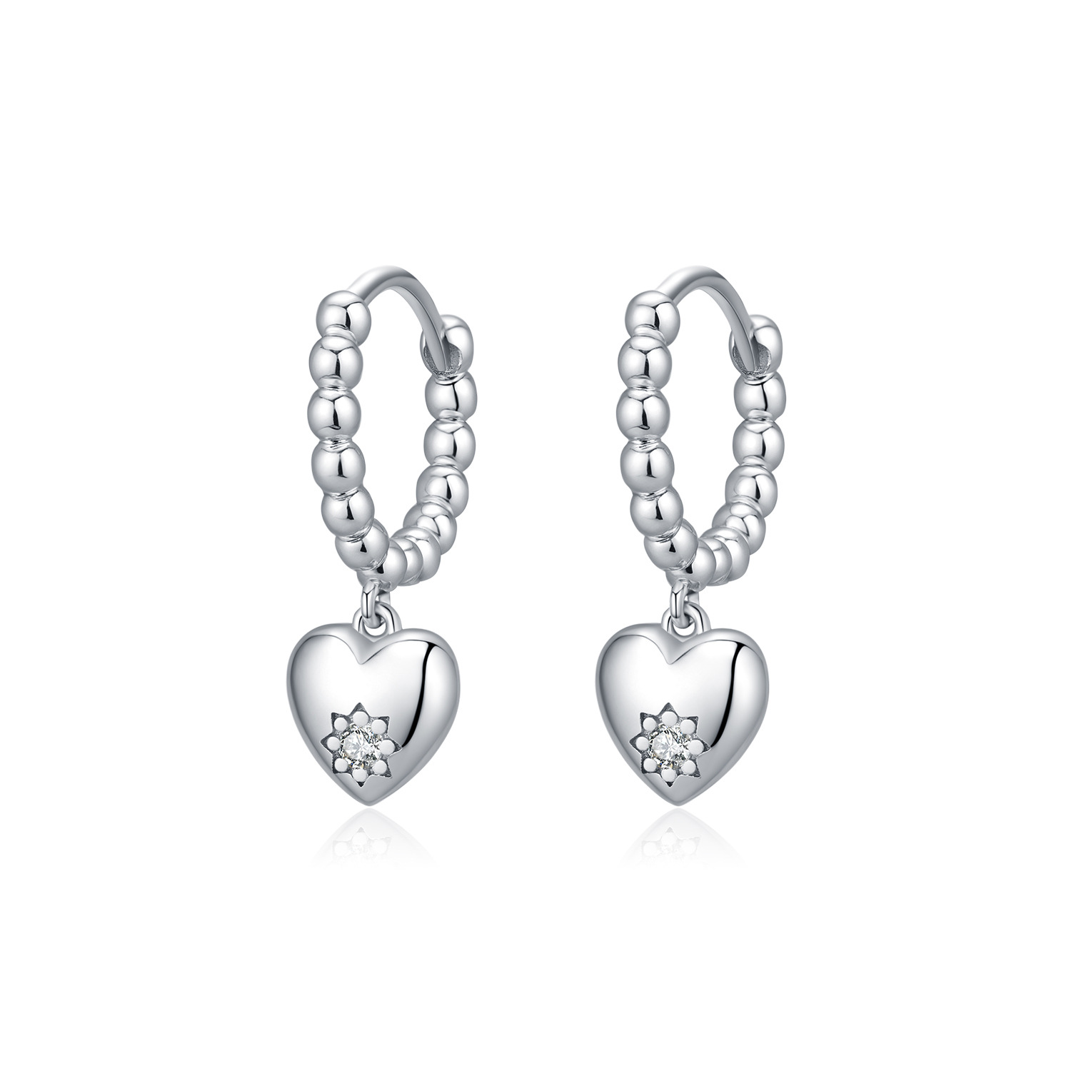 The S925 Sterling Silver Heart Rhinestone Dangle Earrings - Image 5
