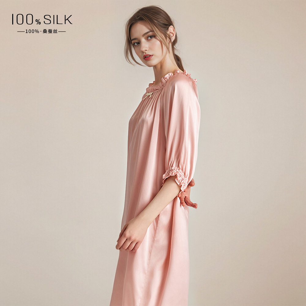 The 16 Momme 100% Mulberry Silk Puff Sleeve Nightgown - Image 4