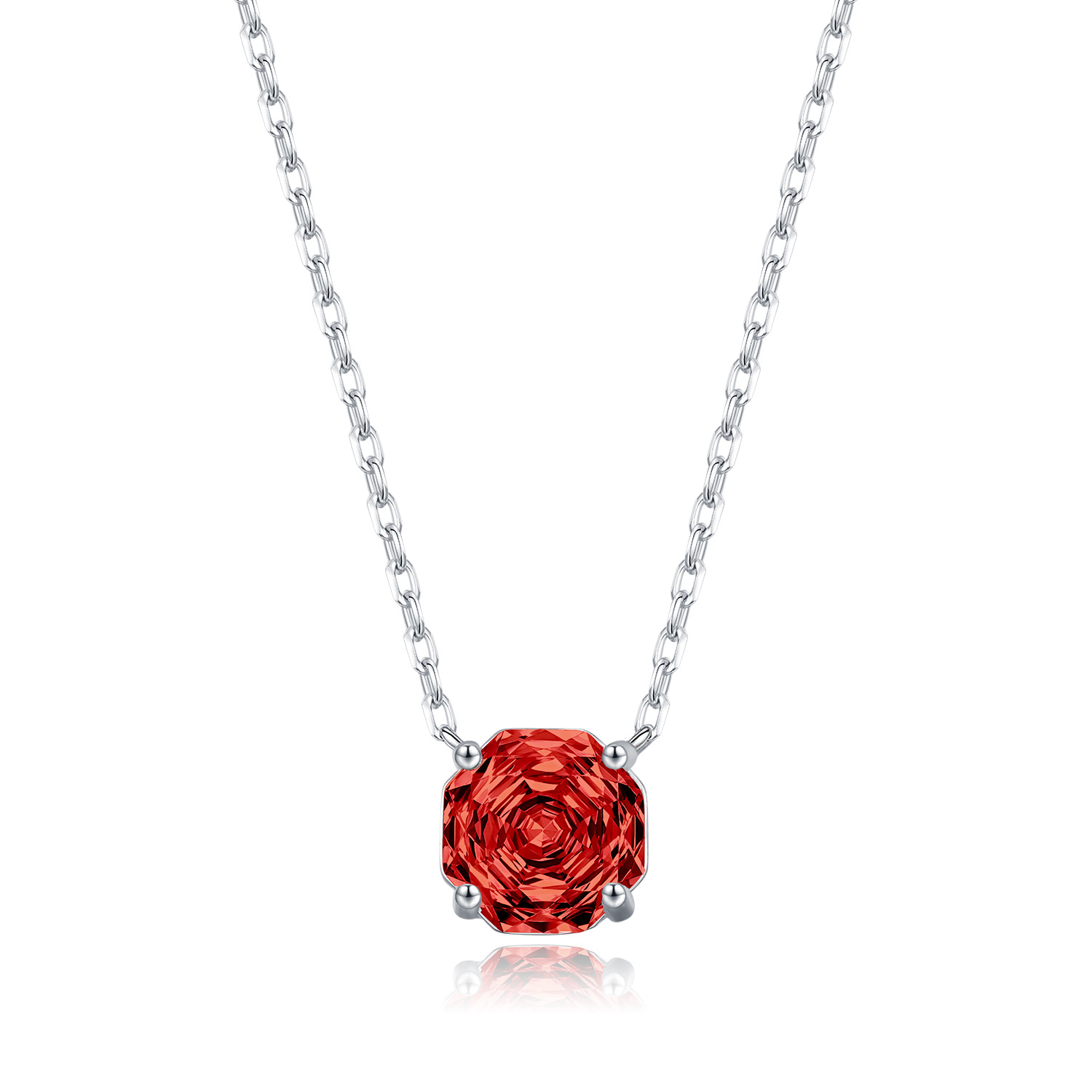 The S925 Sterling Silver Garnet Rose Cut Diamond Necklace - Image 5