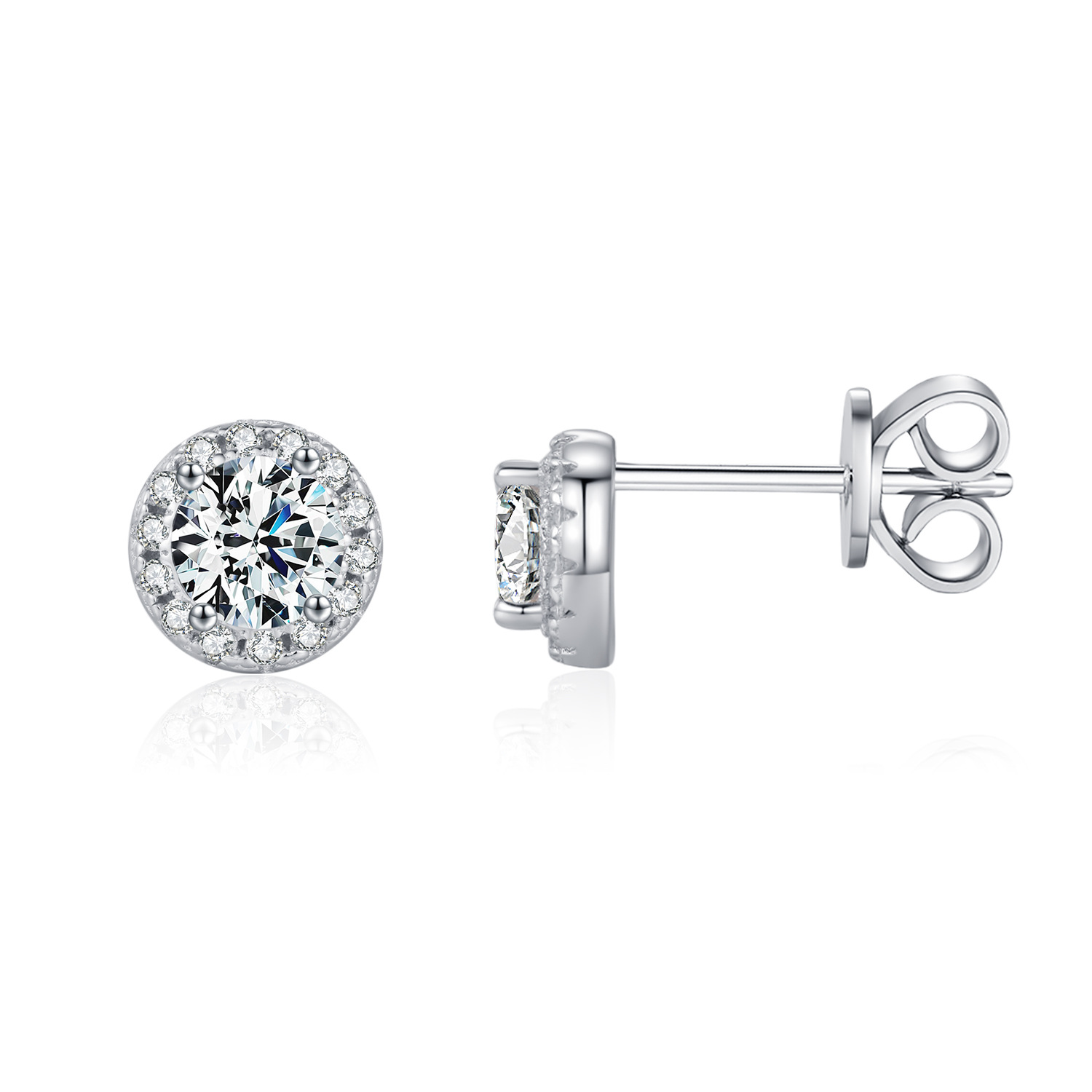 The Moissanite Sterling Silver Round Earrings - Image 5