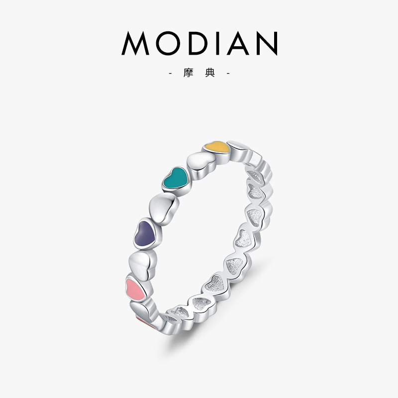 The S925 Sterling Silver Heart Resin Ring