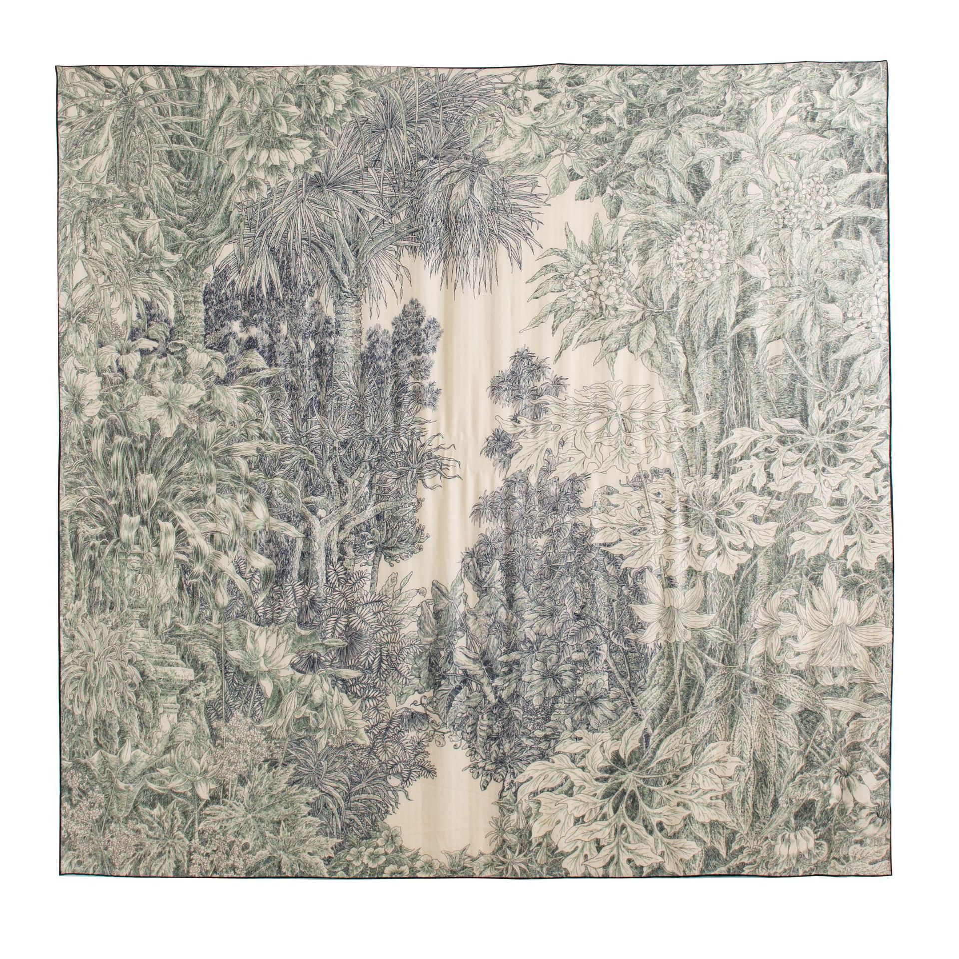 FHZ25-90013-3 Hand Rolled Double-Sided Towel Green Floral