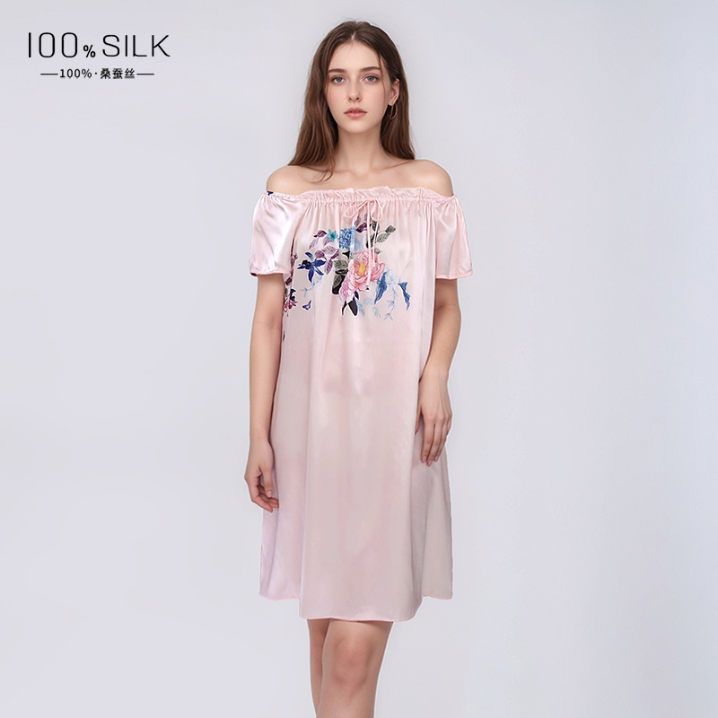 The 100% Mulberry Silk Off-Shoulder Babydoll Dress