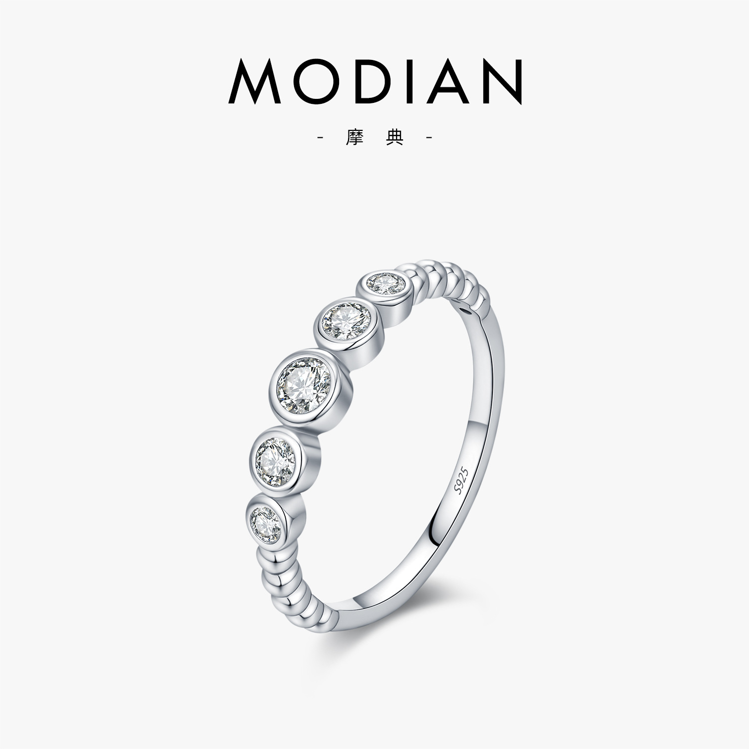 The S925 Sterling Silver Moissanite Bubble Ring