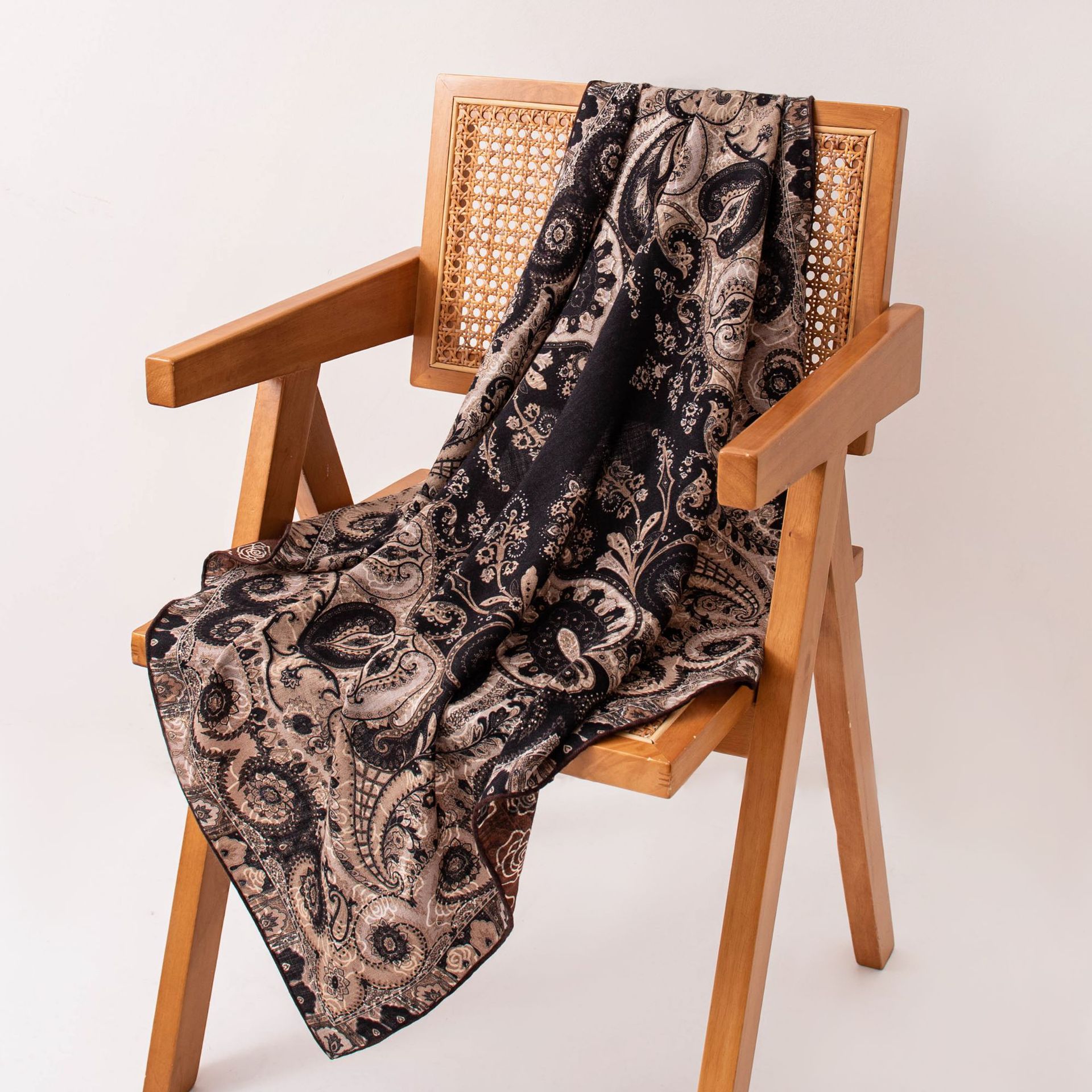 The Double-Sided Printed Silk Wool Scarf