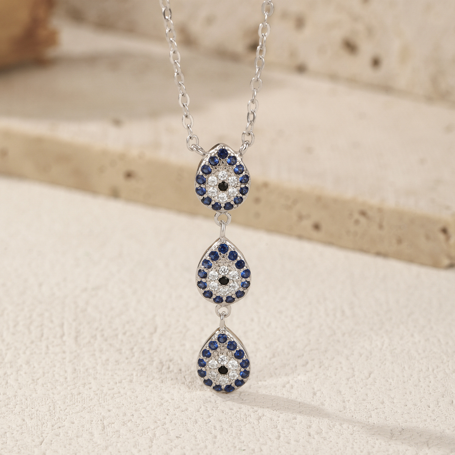 The S925 Sterling Silver Geometric Rhinestone Pendant Necklace - Image 4