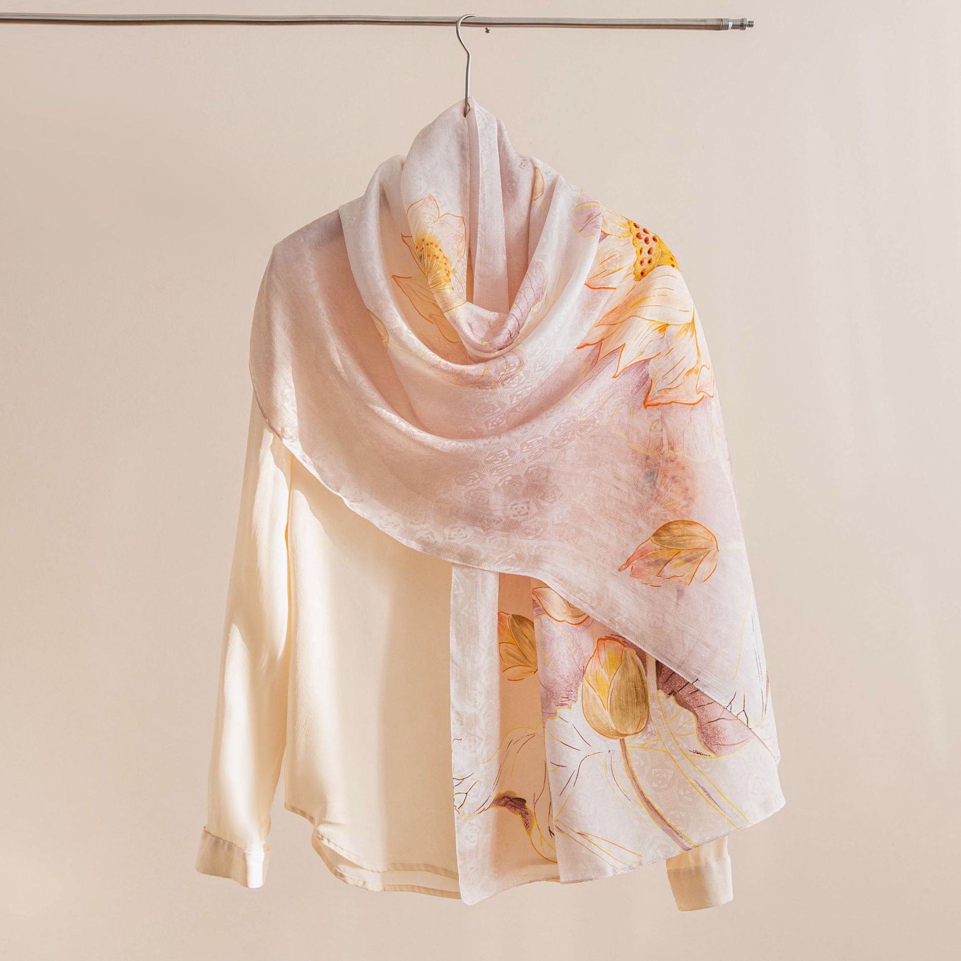 The Mulberry Silk Lotus Print Shawl
