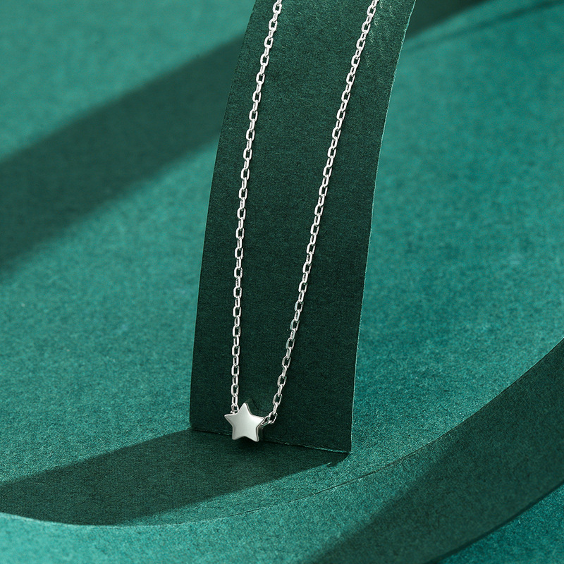 The S925 Sterling Silver Star Pendant Cross Chain Necklace - Image 4