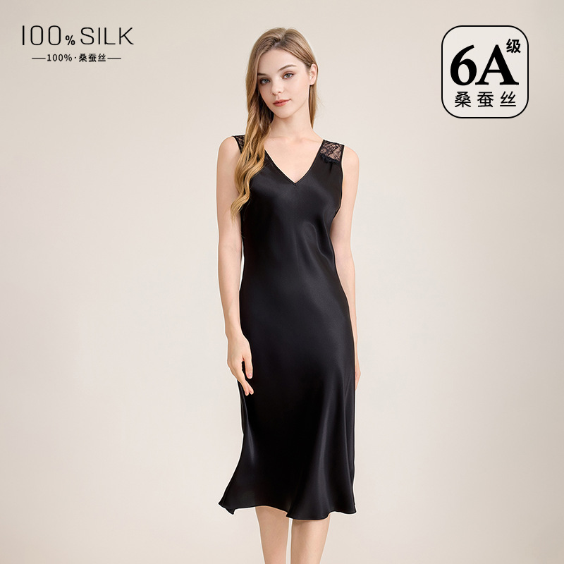 The 100% Mulberry Silk Sleeveless Midi Nightgown - Image 3
