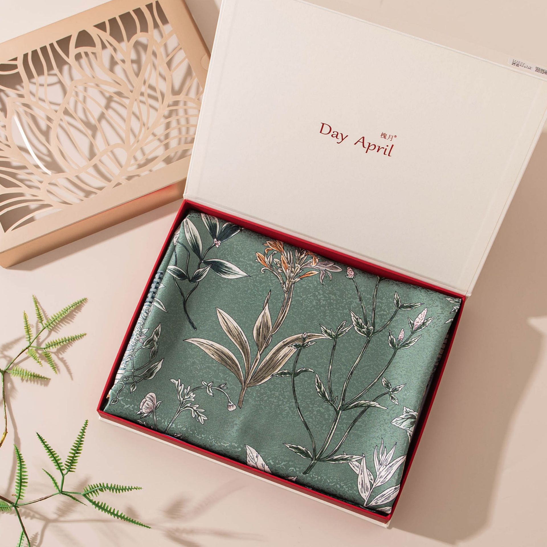 The Double-Sided Snowflake Print Silk Square Scarf - Image 4