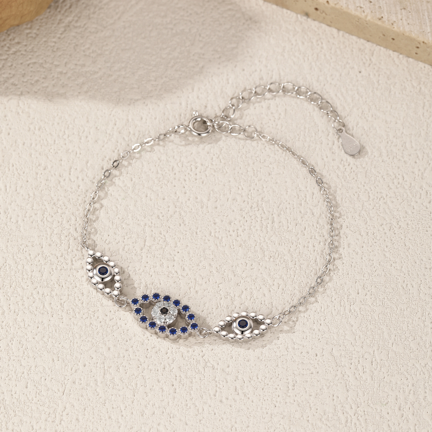 The Sterling Silver Blue Eye Hollow Bracelet - Image 4