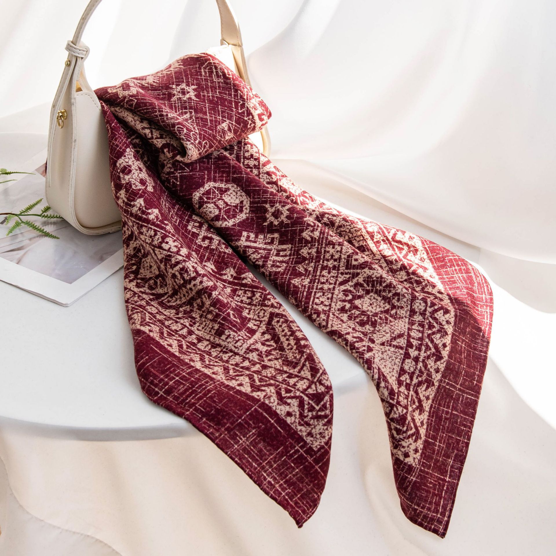 The Double-Sided Silk Wool Scarf with Cultural Pattern - Image 2