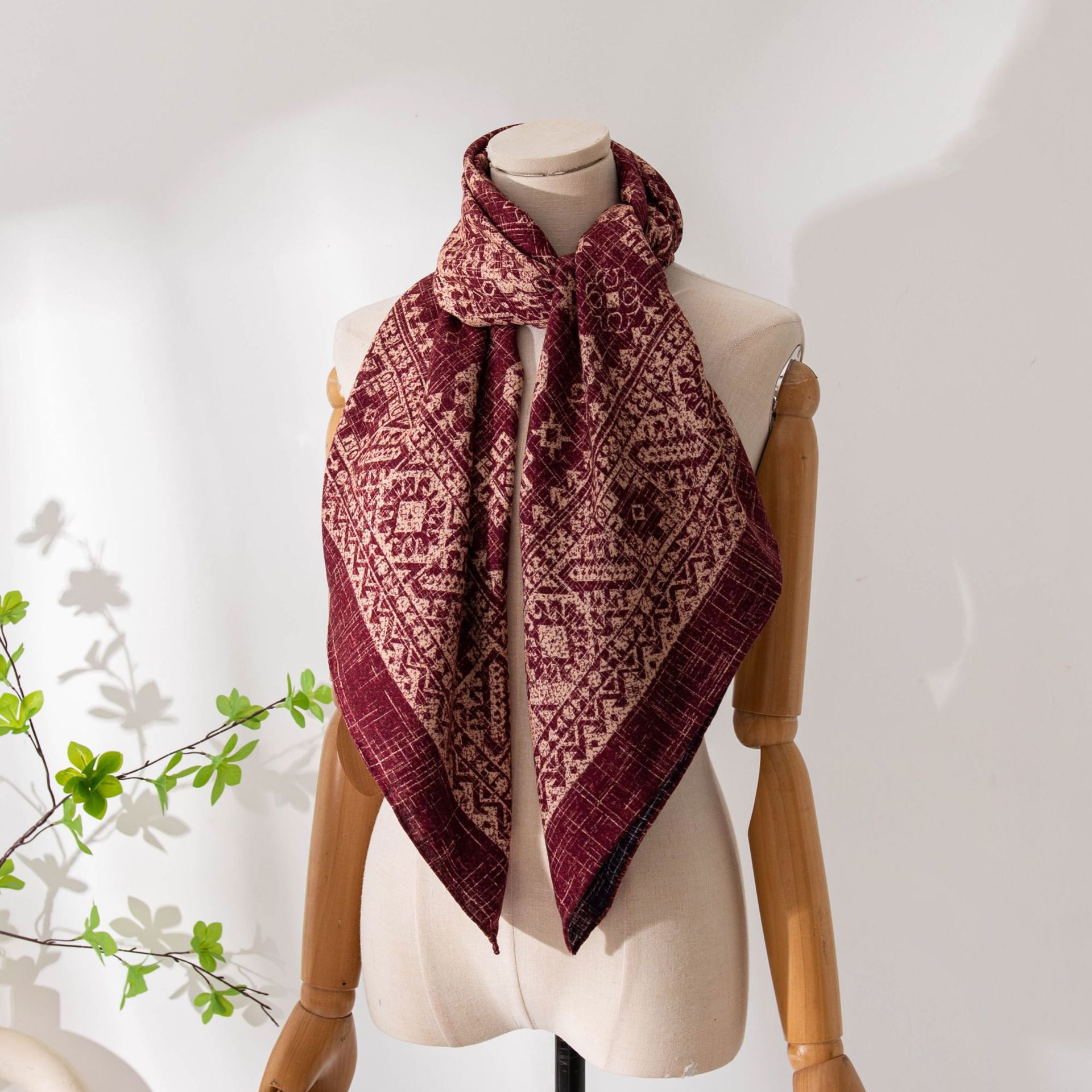 The Double-Sided Silk Wool Scarf with Cultural Pattern - Image 3