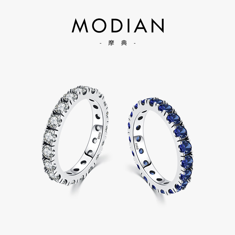 The S925 Sterling Silver Full Diamond Zircon Ring