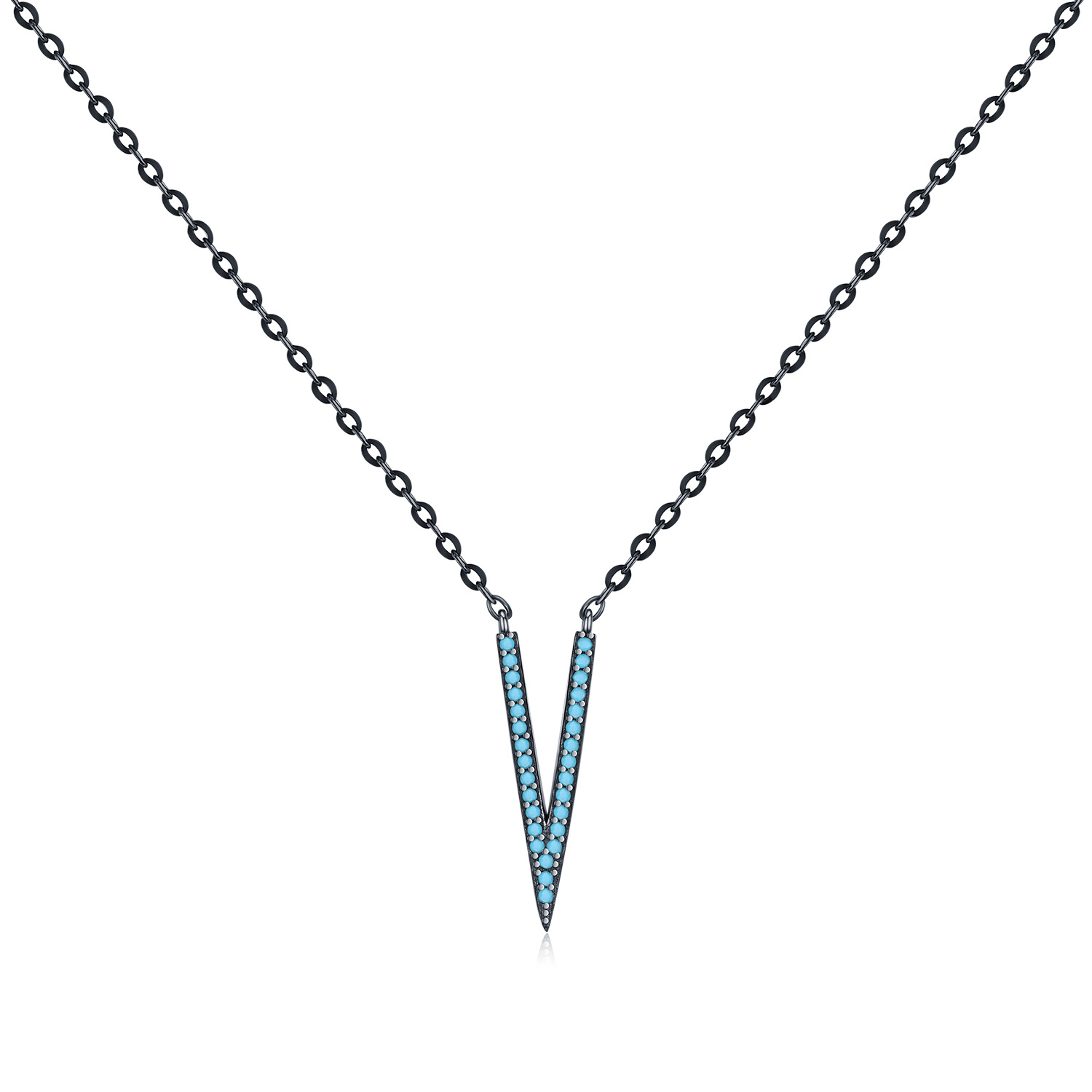 The S925 Sterling Silver V-Shaped Pendant Necklace - Image 5
