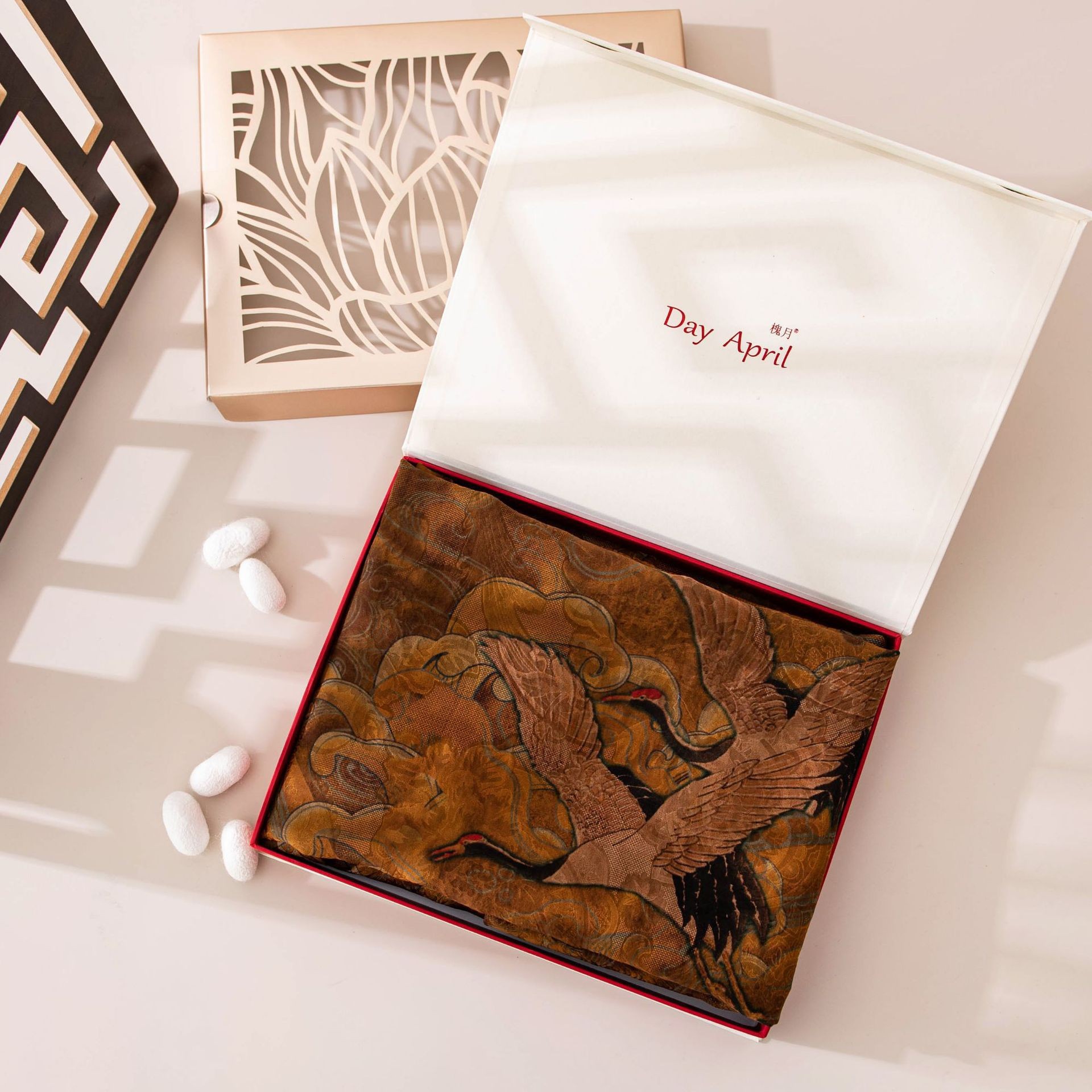 The Xiangyunsha Printed Square Silk Scarf with Gift Box - Image 4