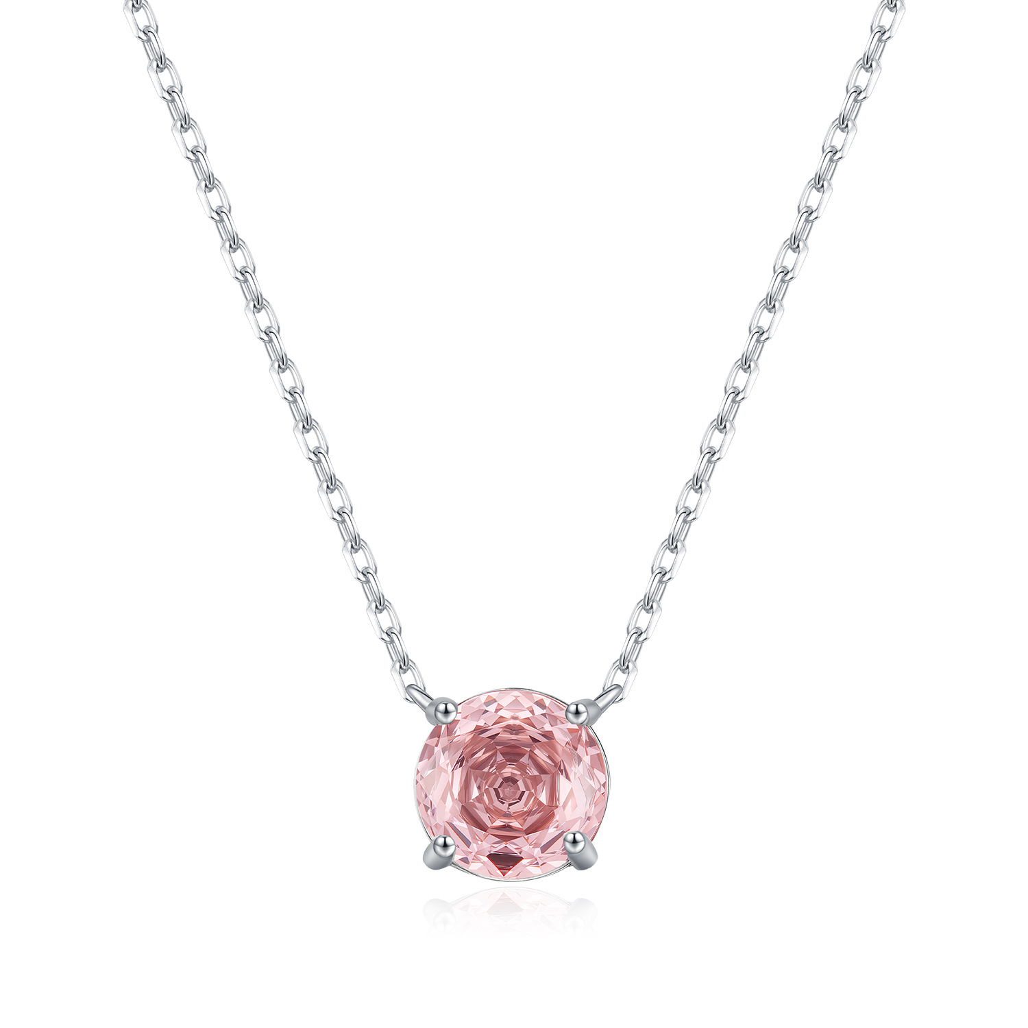 The S925 Sterling Silver Morganite Rose Cut Diamond Collarbone Chain - Image 5