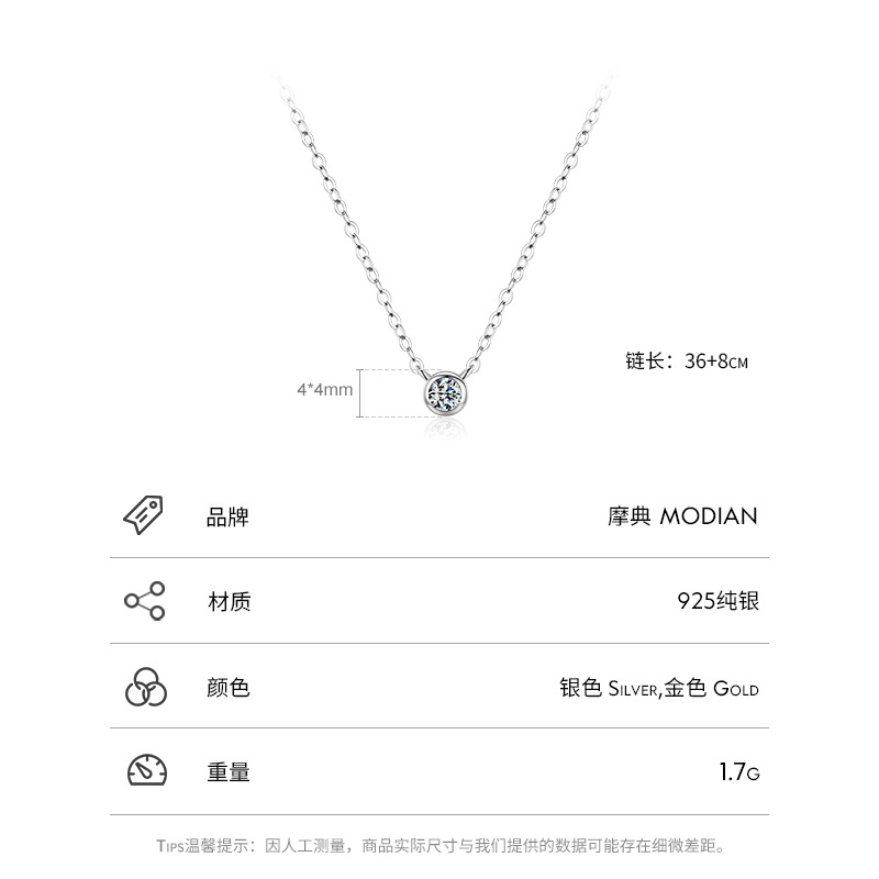 The S925 Sterling Silver Zirconia Collarbone Necklace - Image 3