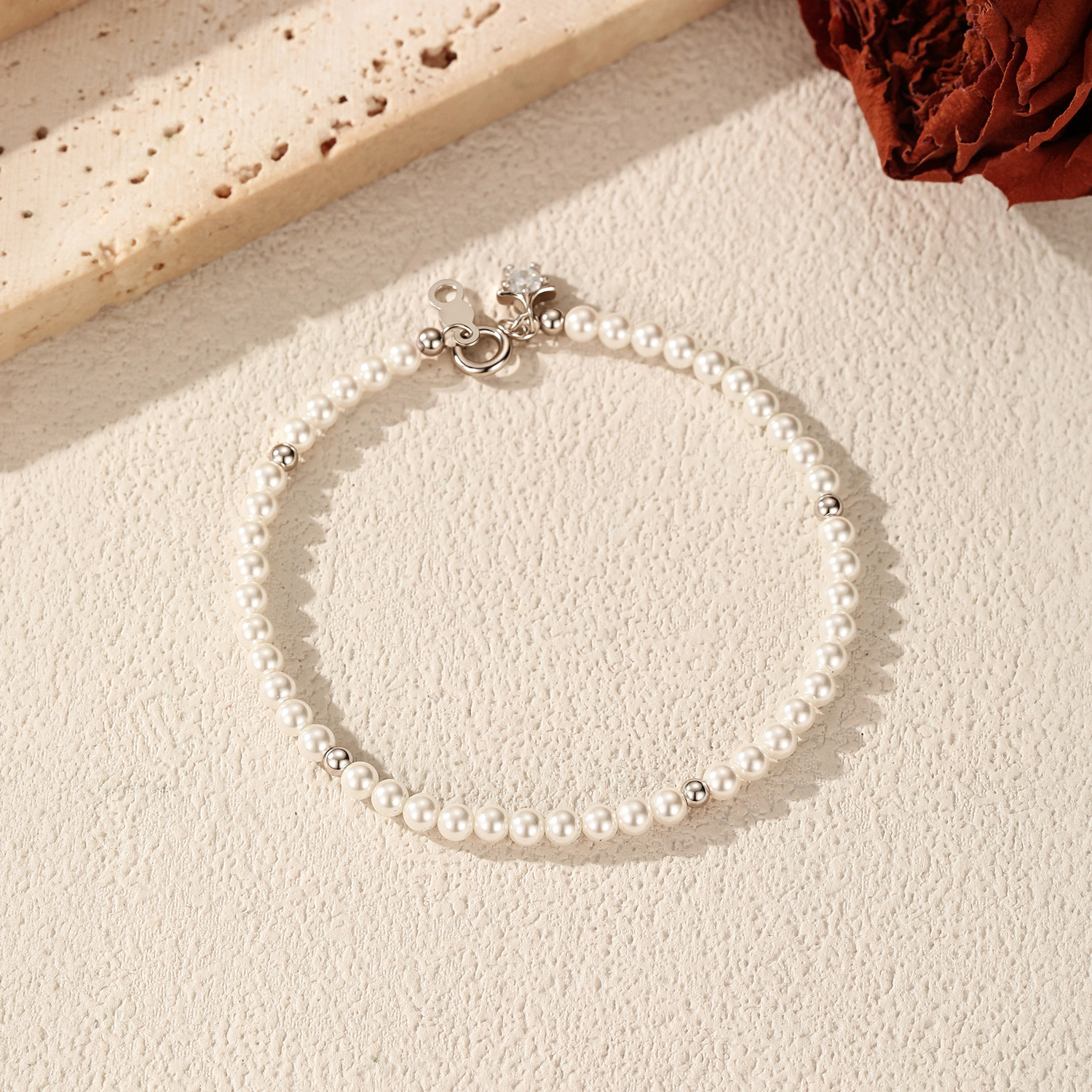 The S925 Sterling Silver Crystal Pearl Bracelet - Image 4