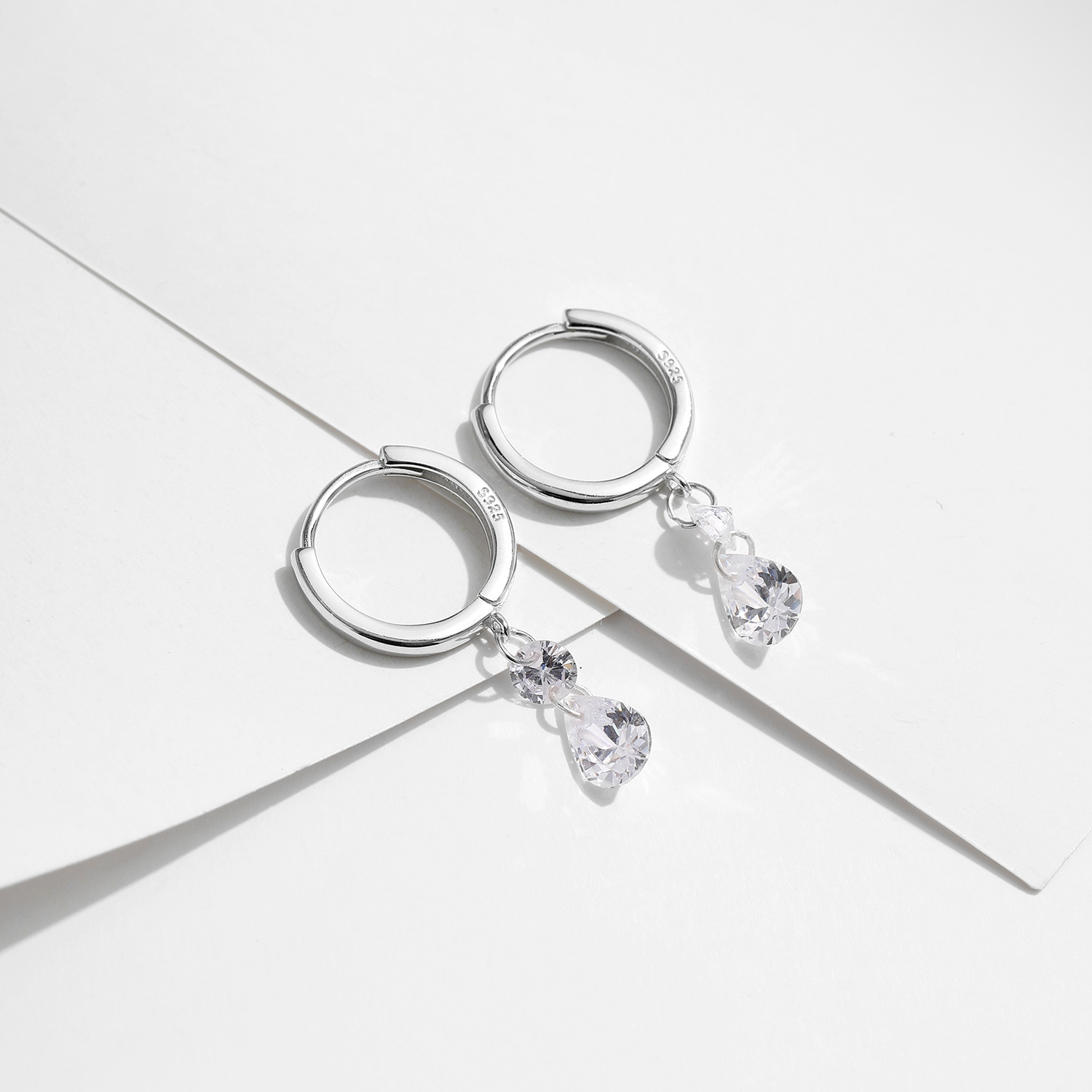 The S925 Sterling Silver Drop Rhinestone Earrings - Image 4