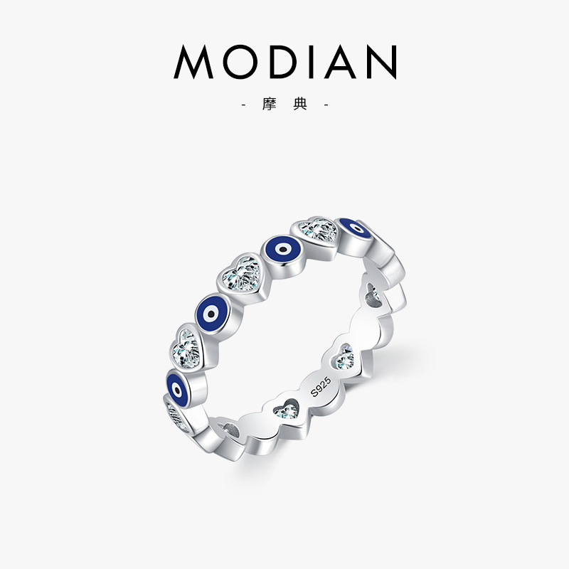 The S925 Sterling Silver Blue Eye Zircon Stackable Ring