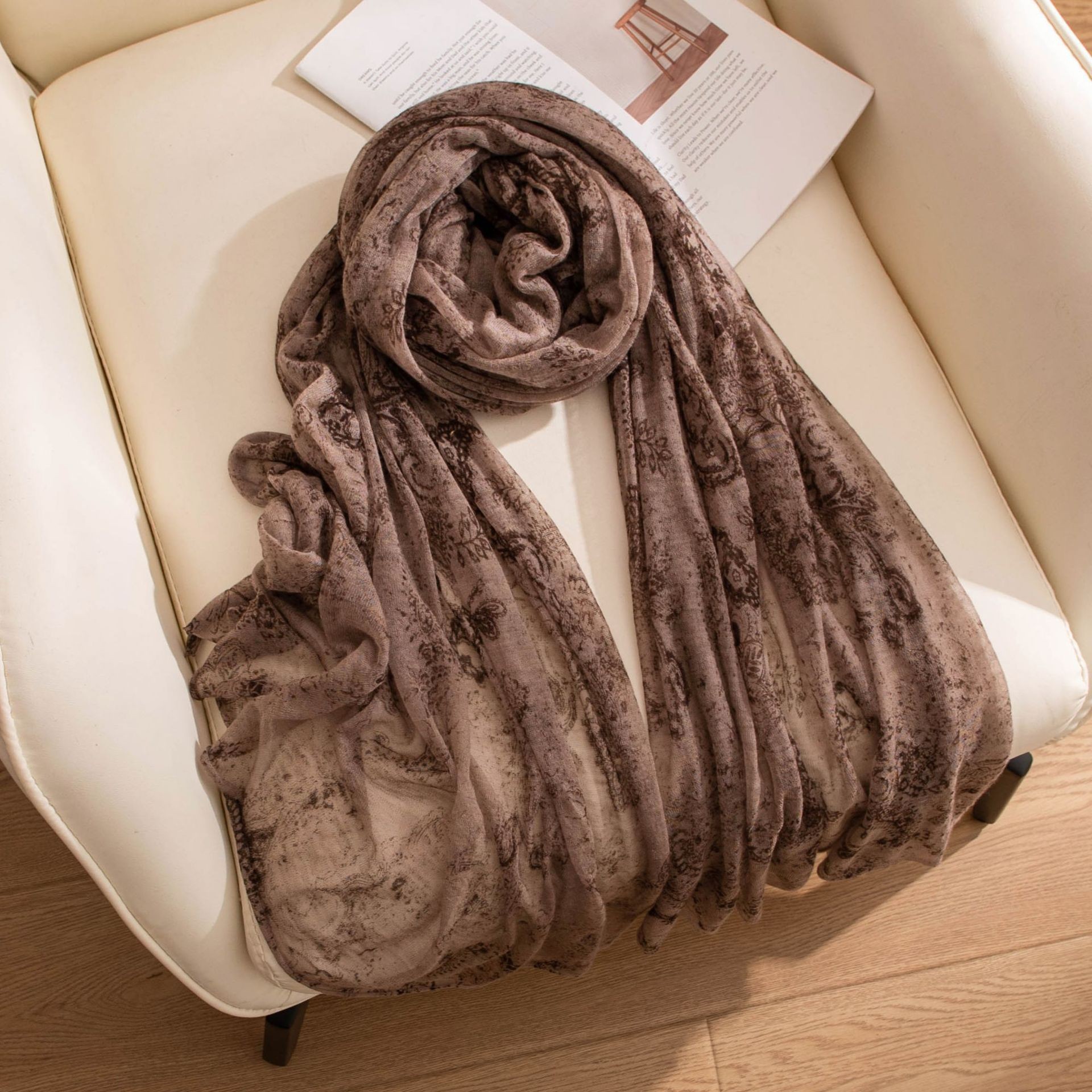 FHY25-7095-3 Paisley Mixed Brown (70*210cm)