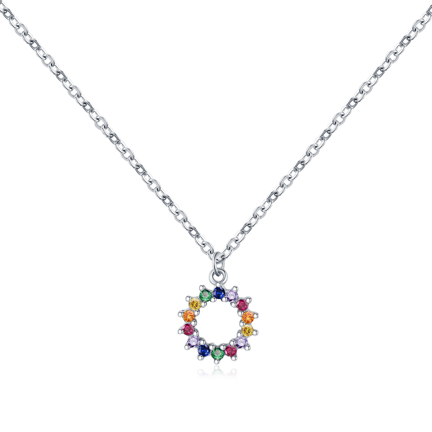 The S925 Sterling Silver Colorful Sparkling Pendant Necklace - Image 5