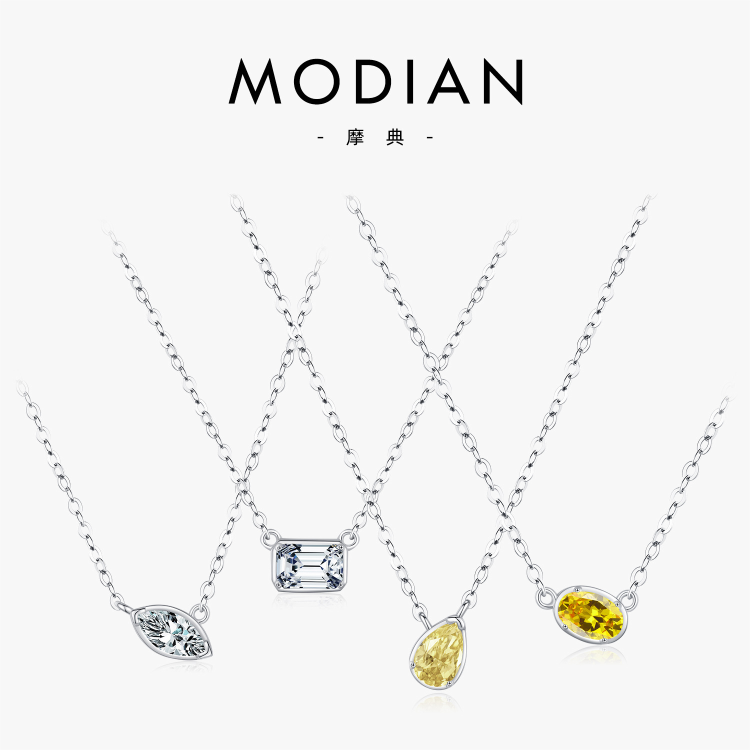The S925 Sterling Silver Geometric Diamond Square Necklace