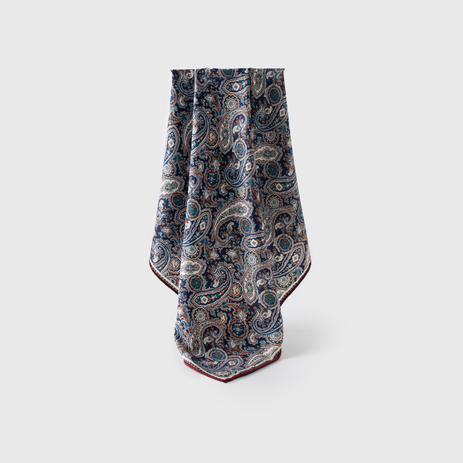 FHZ25-90068-4 Hand Rolled - Double Sided Floral Navy Red