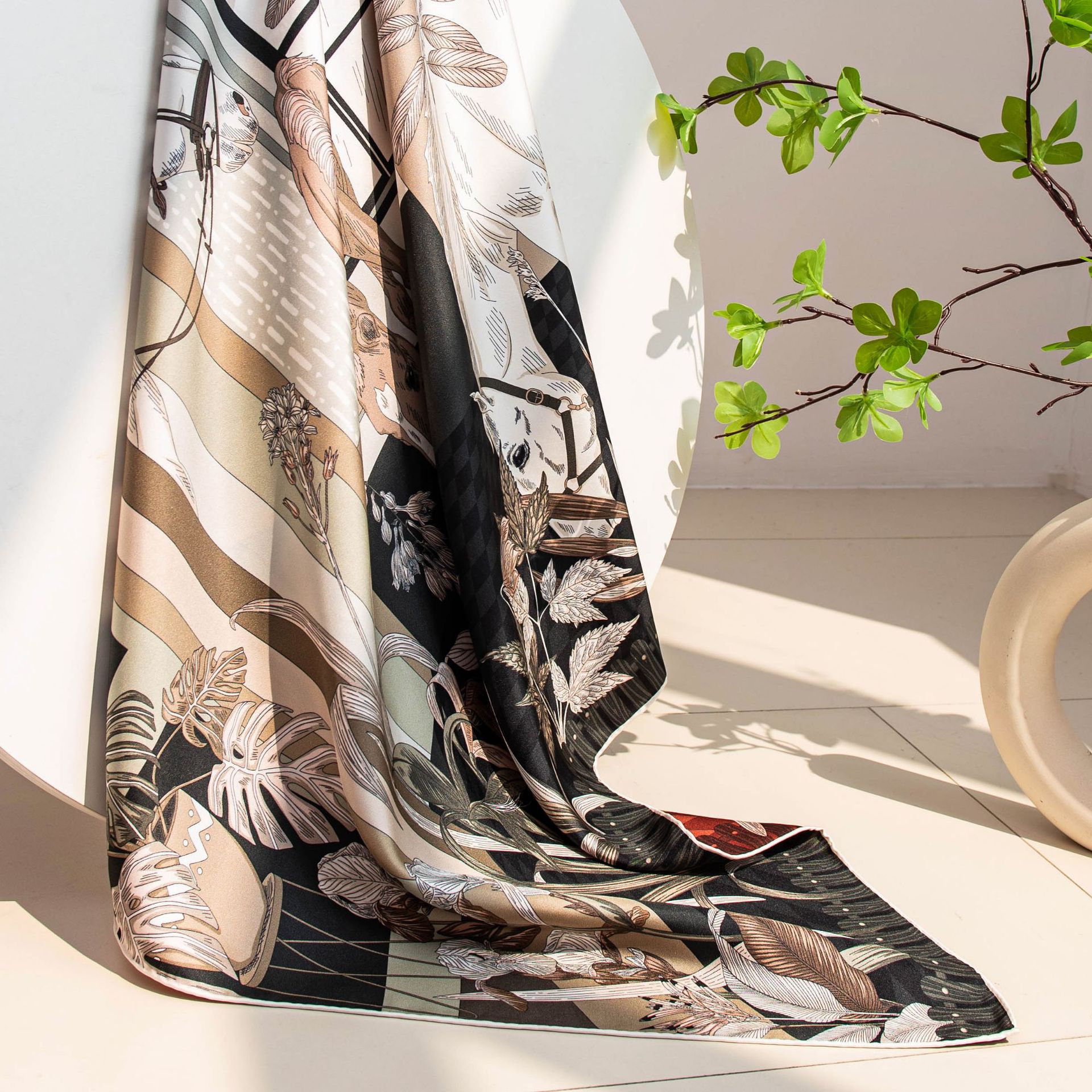 The Mulberry Silk Square Scarf with Chinese Print - Image 4