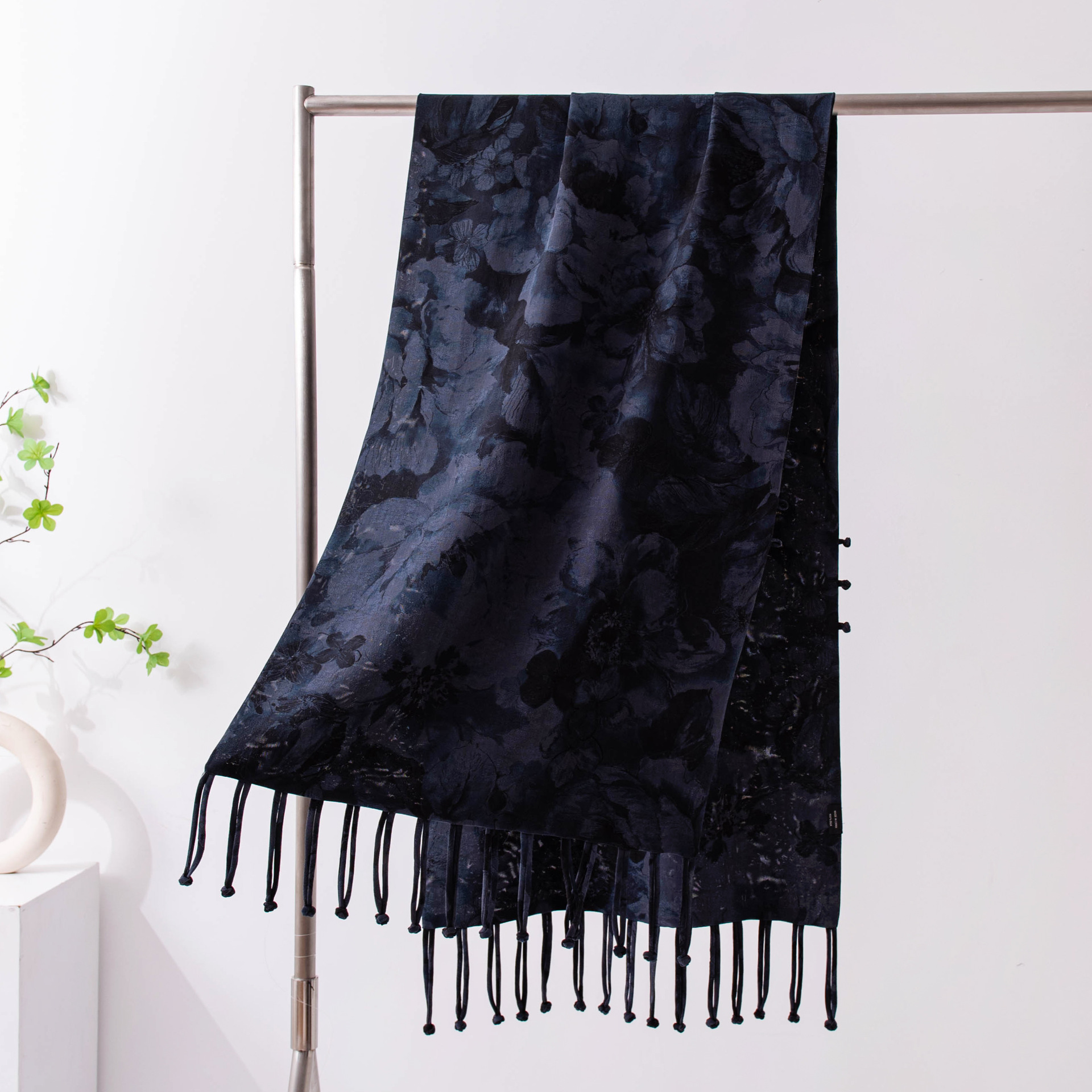 The Silk Cloud Gauze Tassel Shawl with Chinese Knot Buttons - Image 2