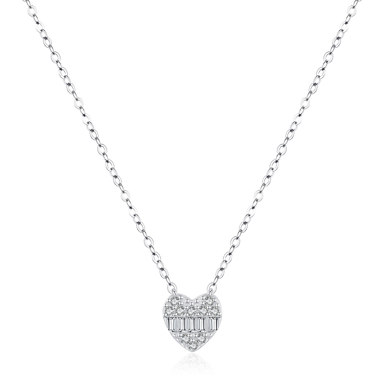 The Heart Rhinestone S925 Sterling Silver Pendant Necklace - Image 5