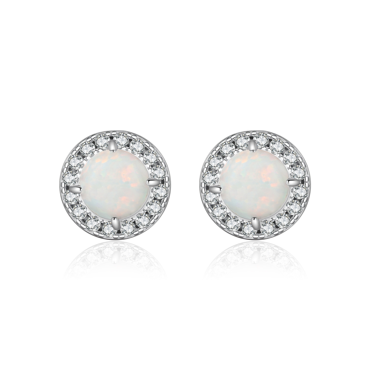 The Minimalist Synthetic Opal Earrings in S925 Sterling Silver - Image 5