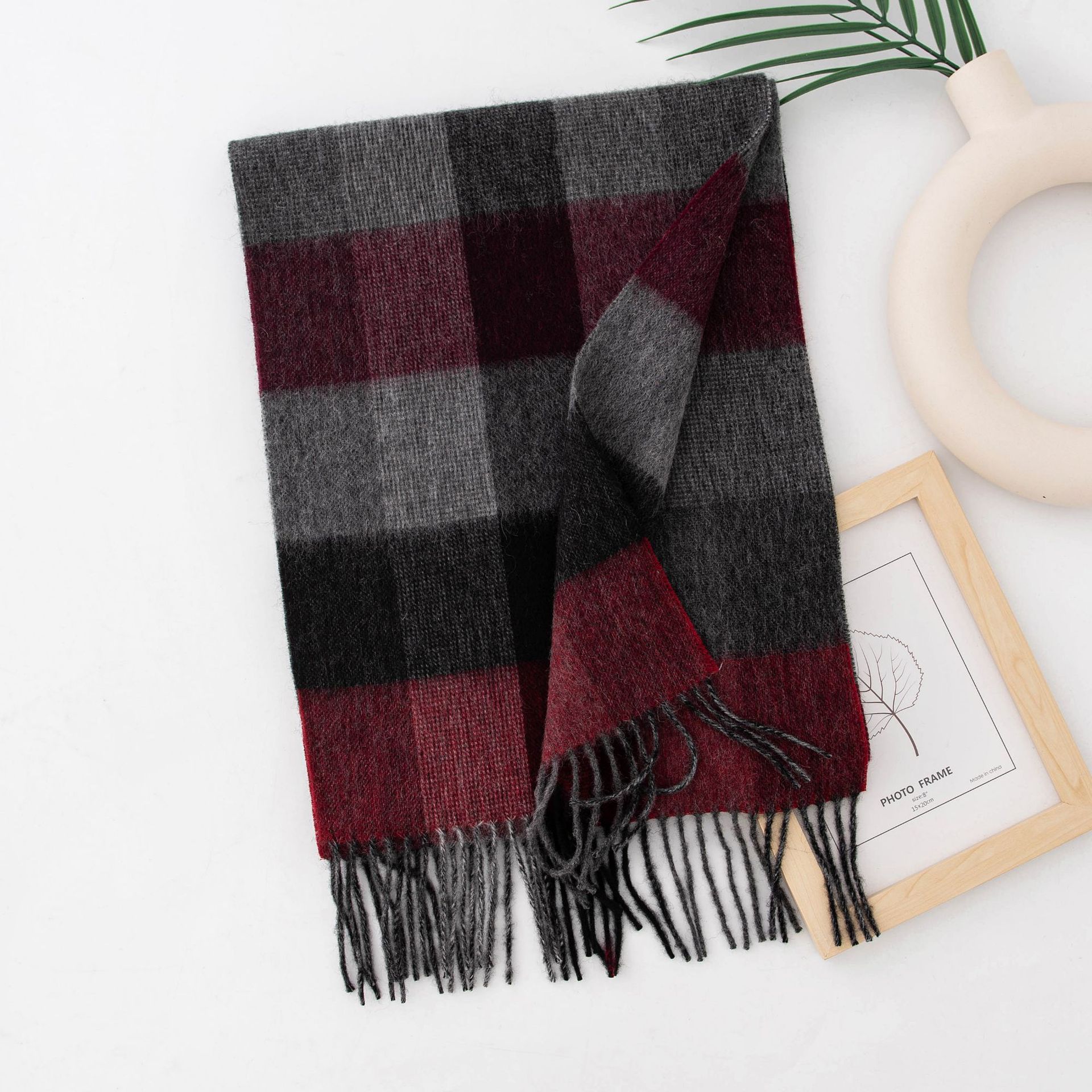 FHY24-7019-1 Gray Black Red Plaid