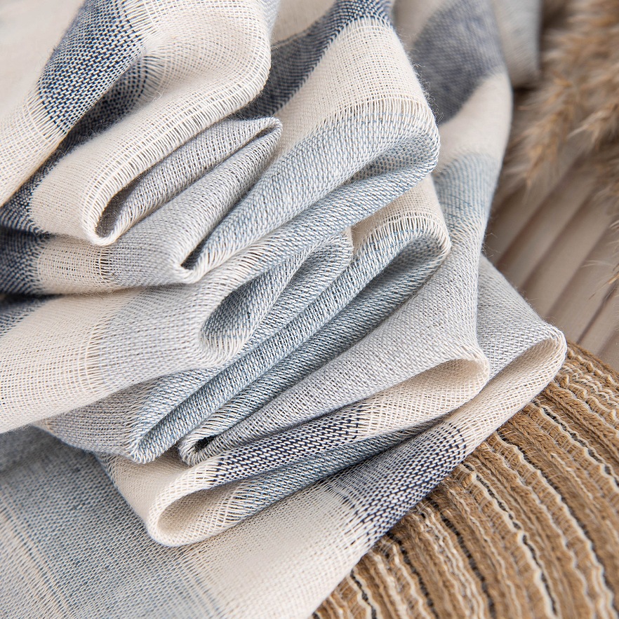 The Cotton Linen Striped Fringe Scarf - Image 4