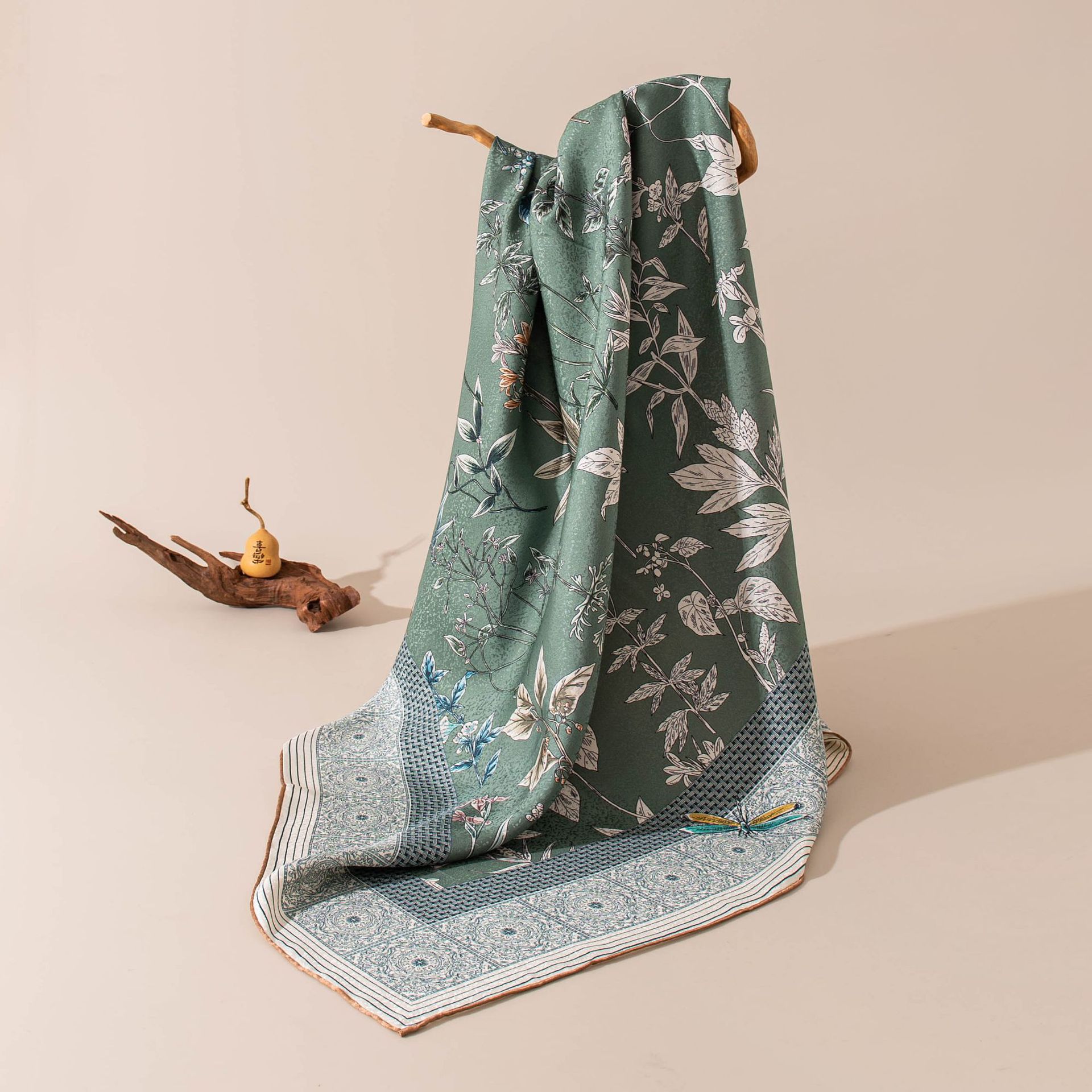 The Double-Sided Snowflake Print Silk Square Scarf - Image 3