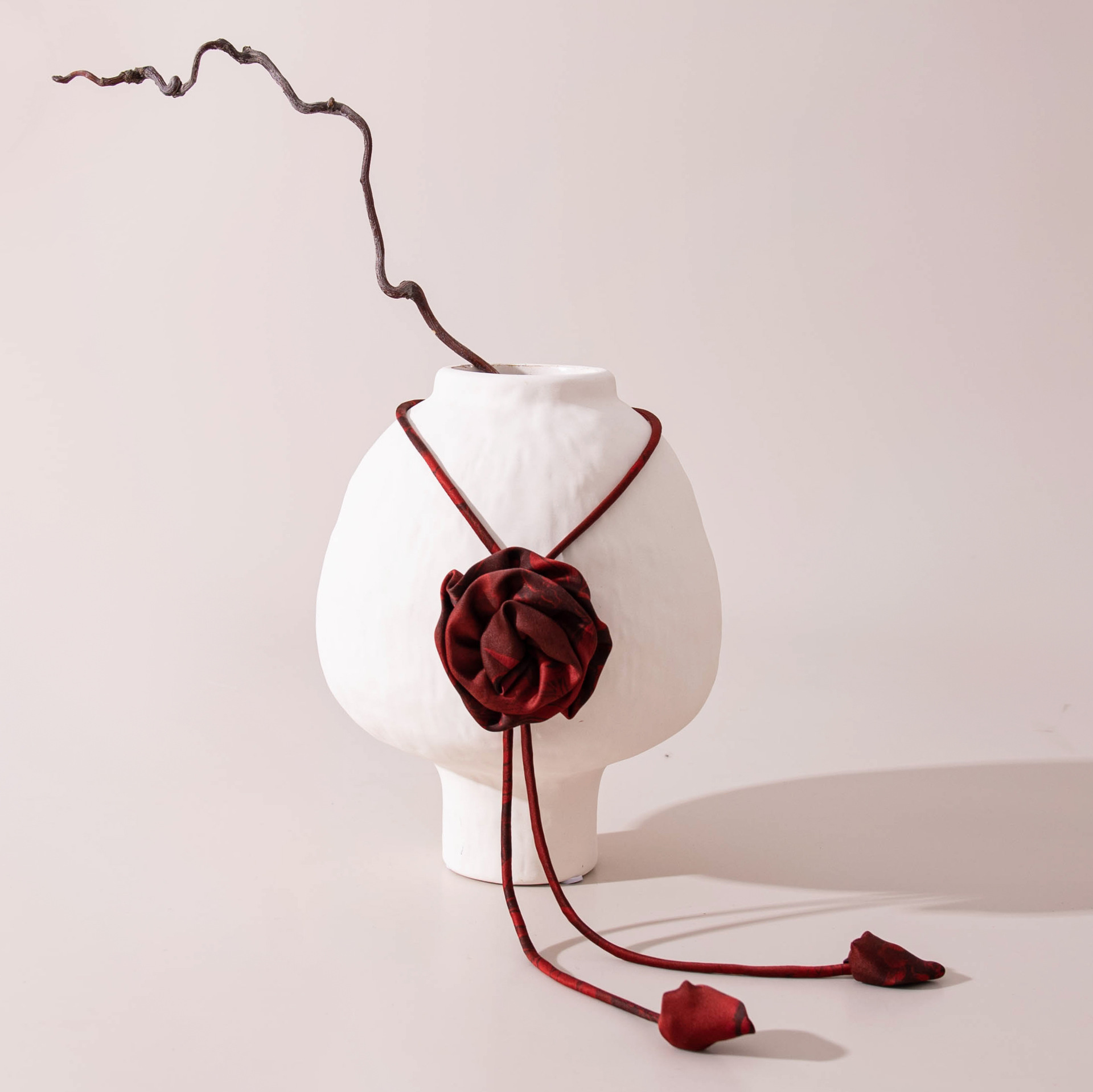 The Xiangyunsha Silk Rose Pendant Necklace - Image 2