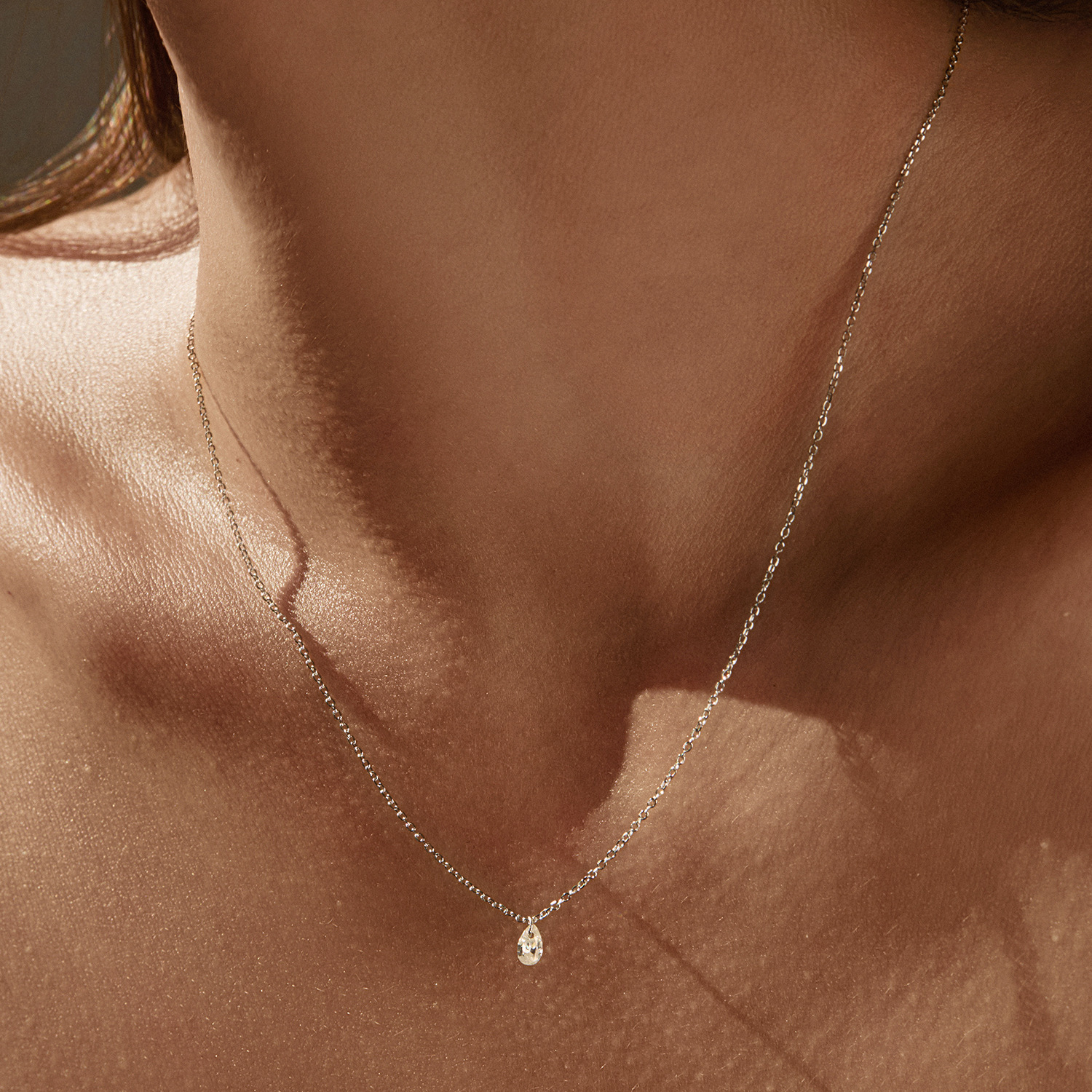 The D Color Moissanite S925 Sterling Silver Teardrop Necklace - Image 2