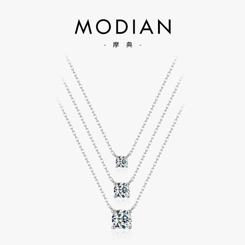 The S925 Silver Single Diamond Pendant Cross Chain Necklace