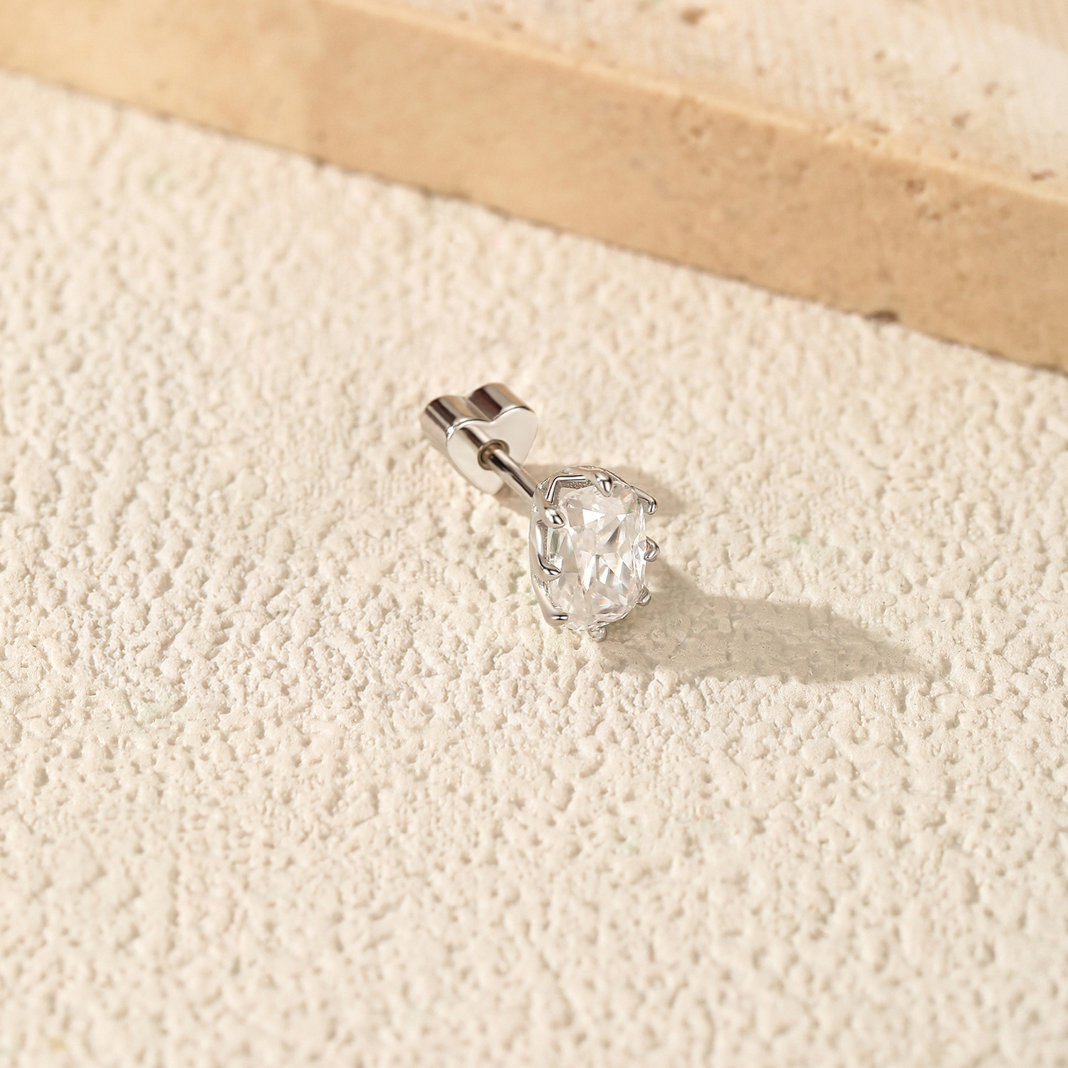 The S925 Sterling Silver Heart Twist Earrings with Moissanite - Image 4