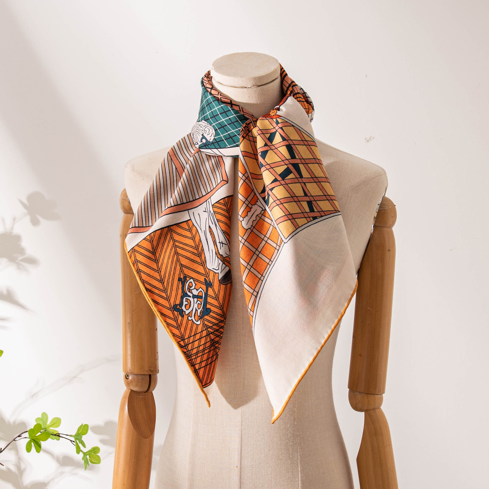 The Horse Print Silk Wool Shawl - Image 3