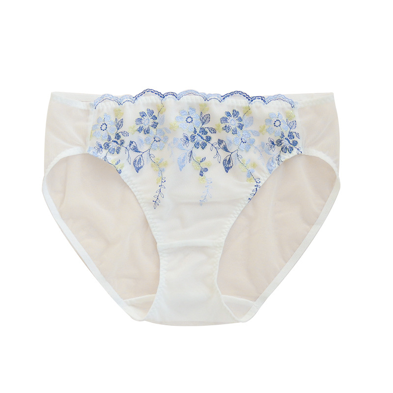 The Seamless Mulberry Silk Embroidered Lace Briefs - Image 5