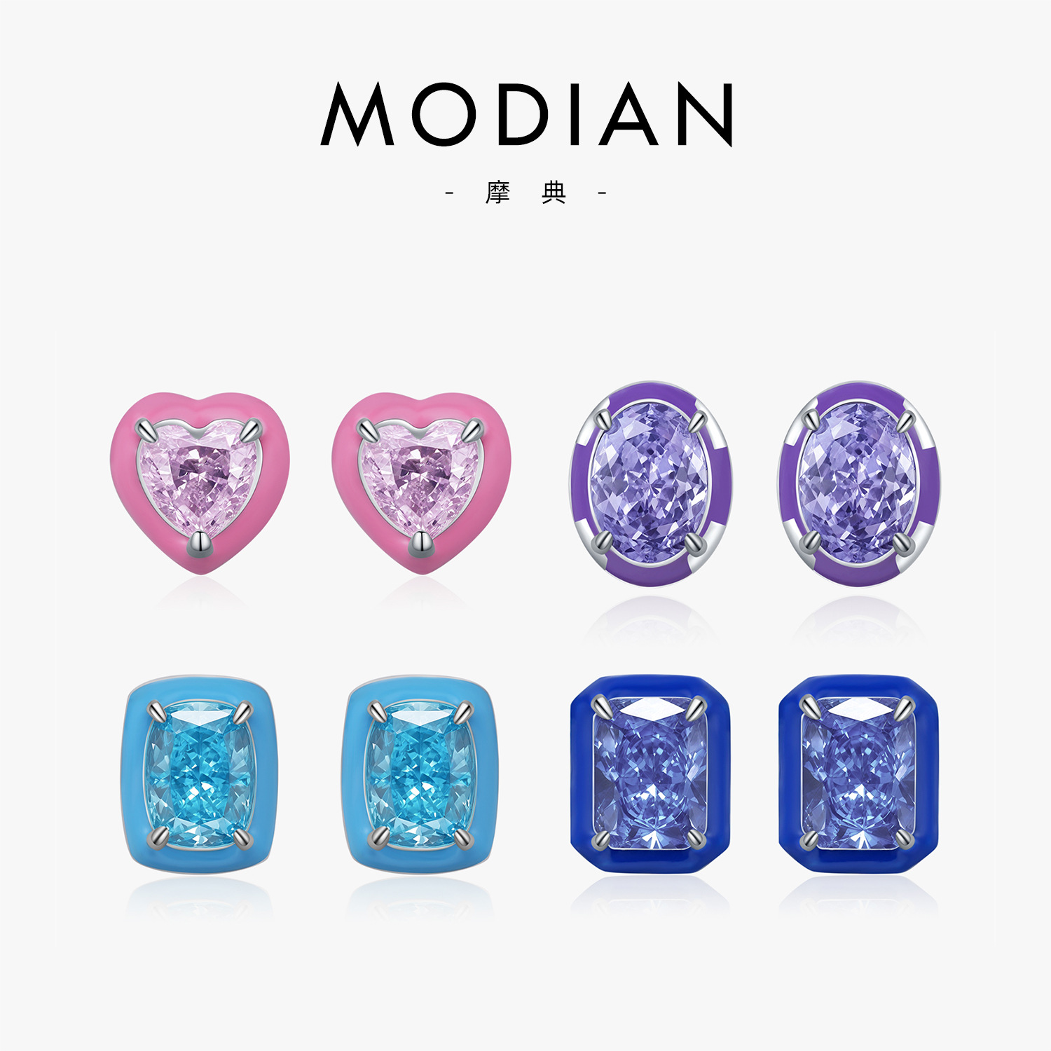 The S925 Sterling Silver Macaron Rhinestone Earrings