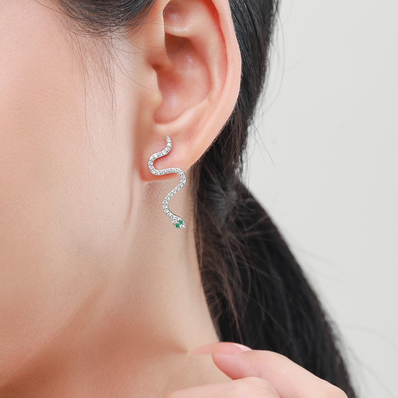 The S925 Sterling Silver Snake Earrings - Image 2