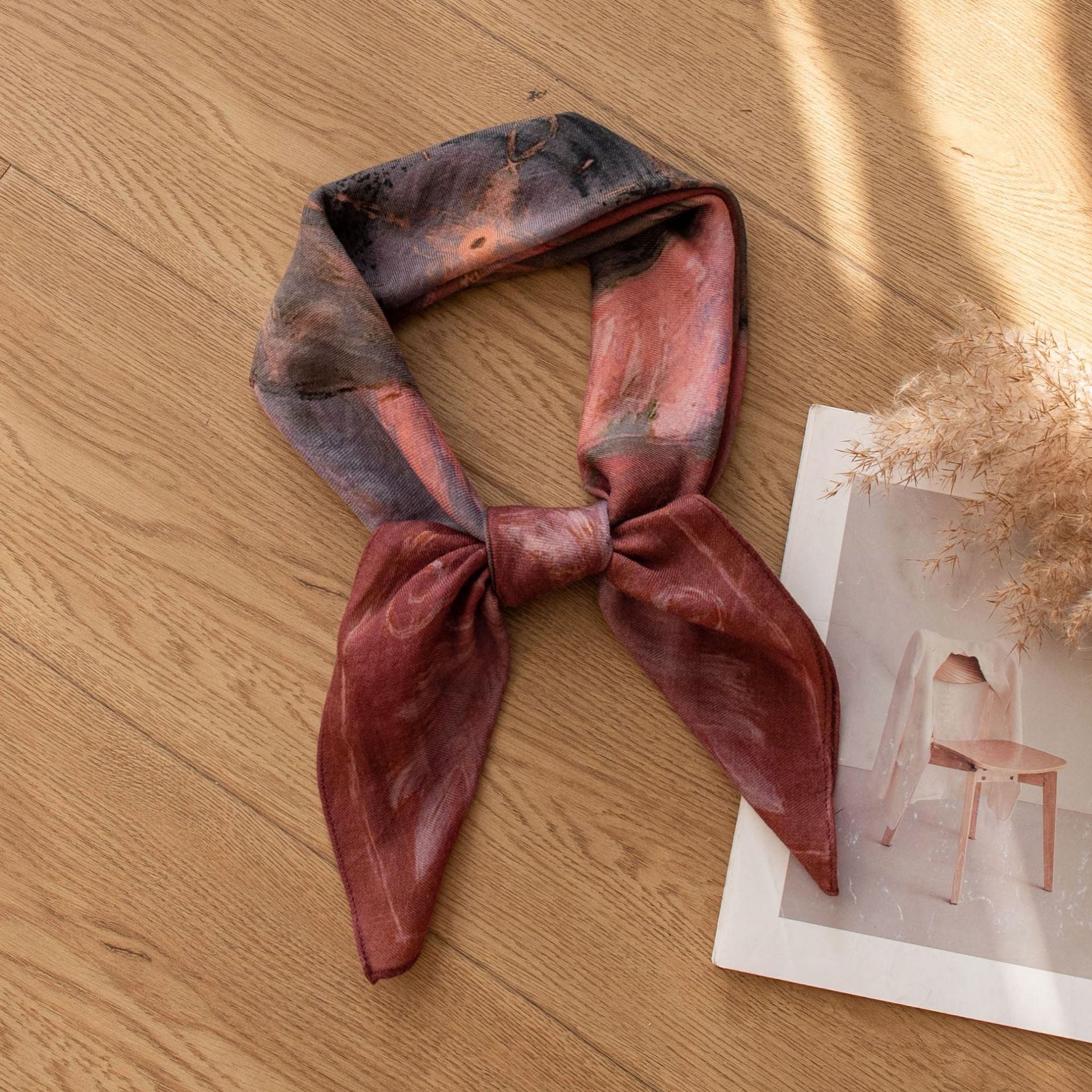 The Lightweight Wool Square Scarf with Print