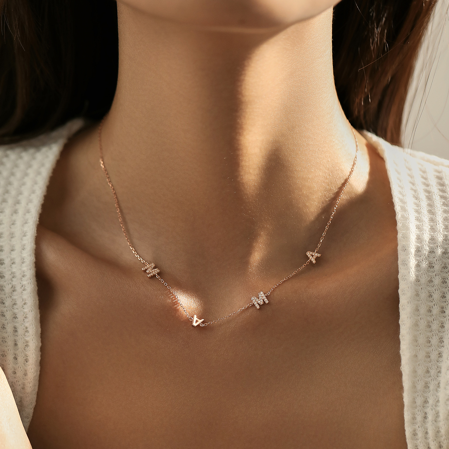 The S925 Sterling Silver MaMa Letter Necklace - Image 2