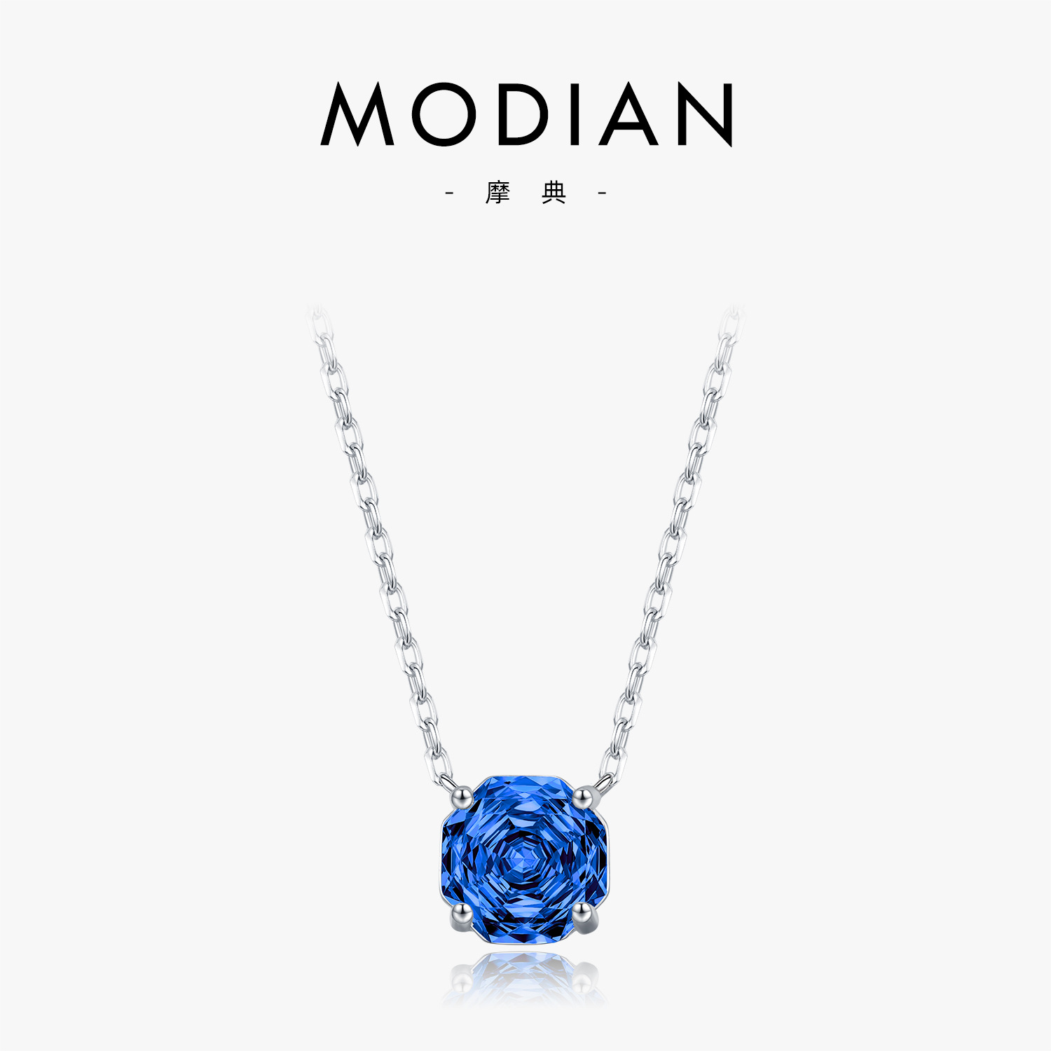 The S925 Sterling Silver Royal Blue Rose Cut Diamond Necklace