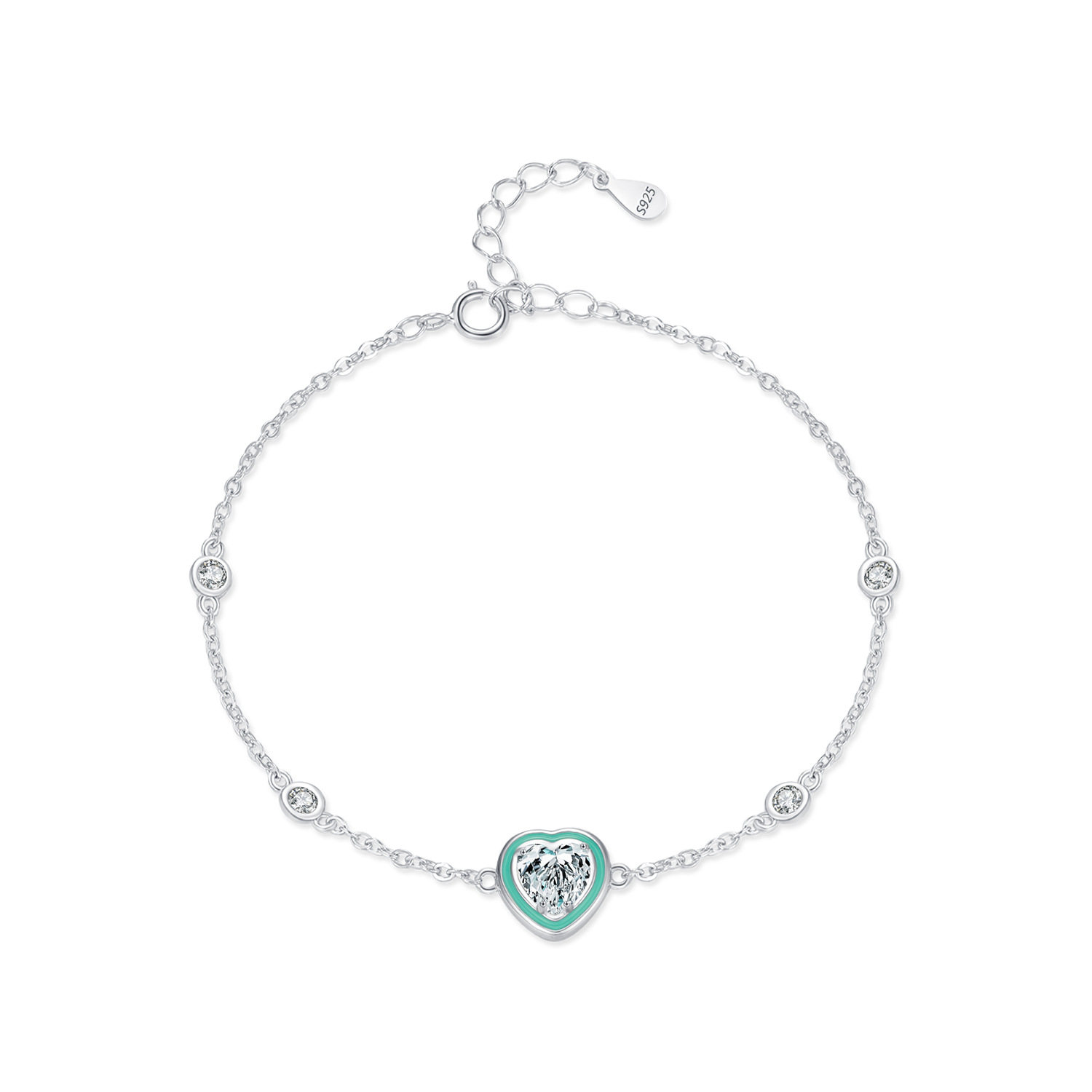The S925 Sterling Silver Enamel Heart Bracelet - Image 5